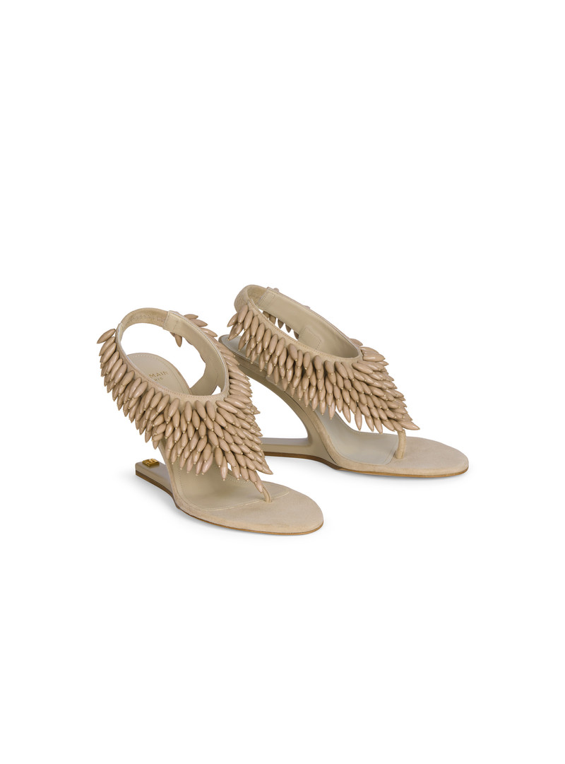 No Wedge beaded suede sandals 2
