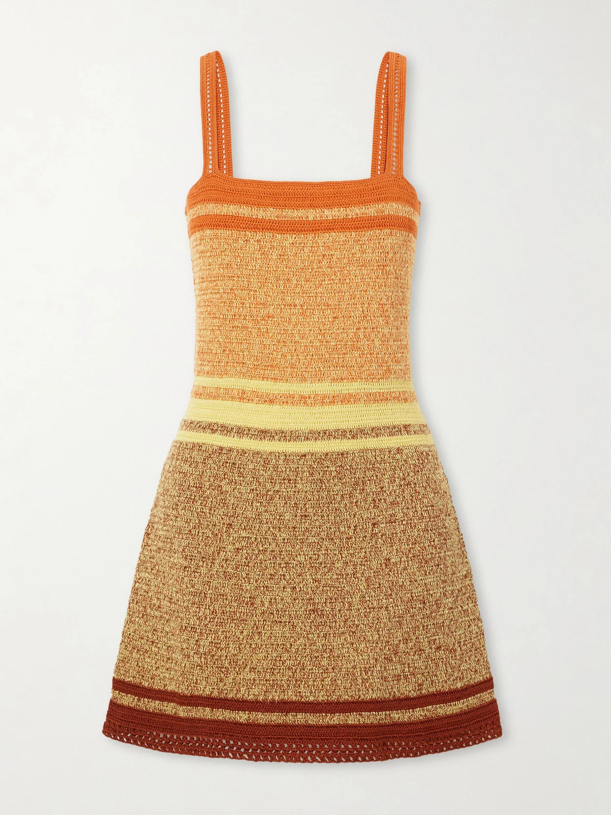 Plumar Striped Crocheted Cotton Mini Dress - 1