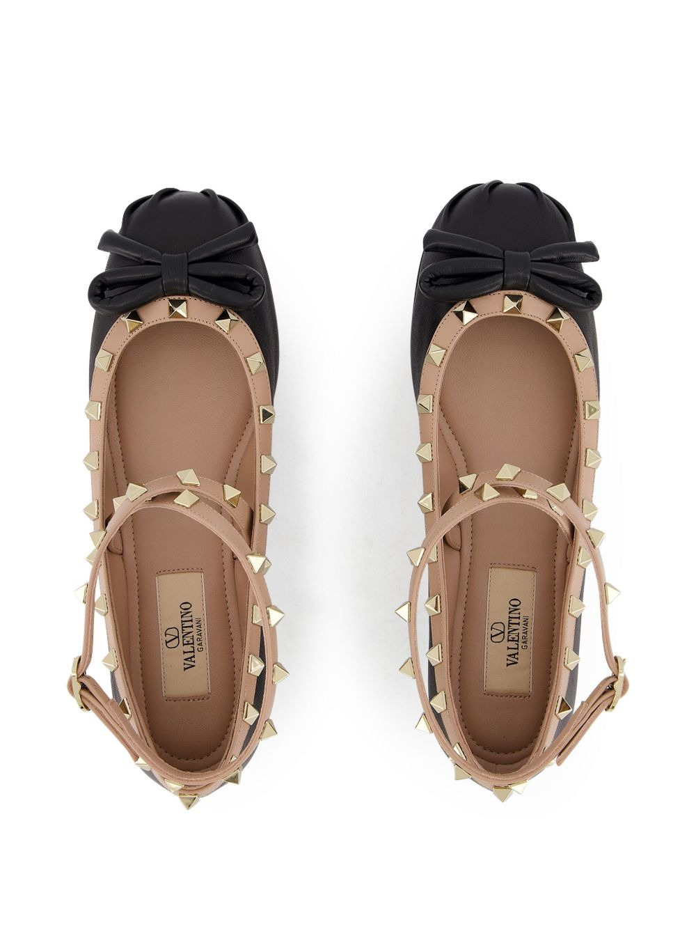 Rockstud leather ballerina shoes - 4