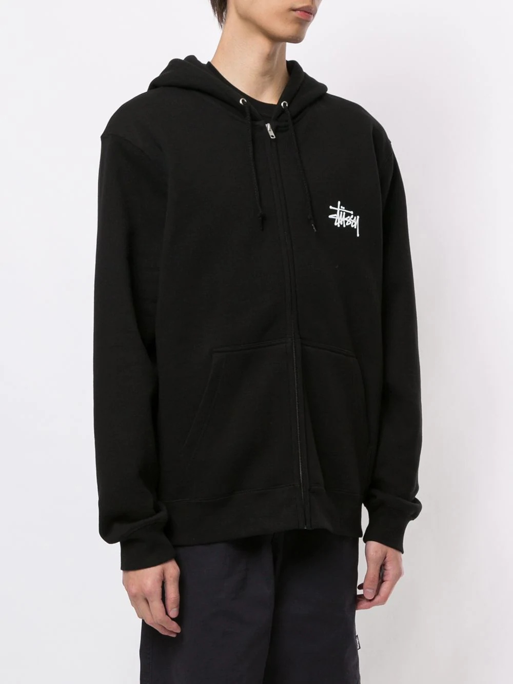 logo printed zipped hoodie - 3