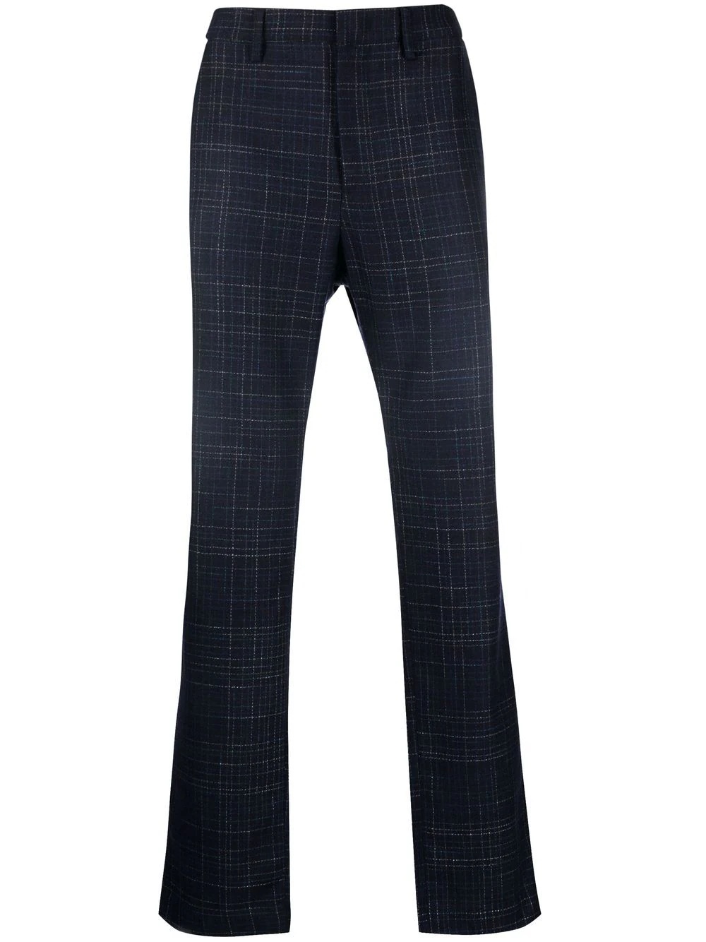 checked straight-leg trousers - 1