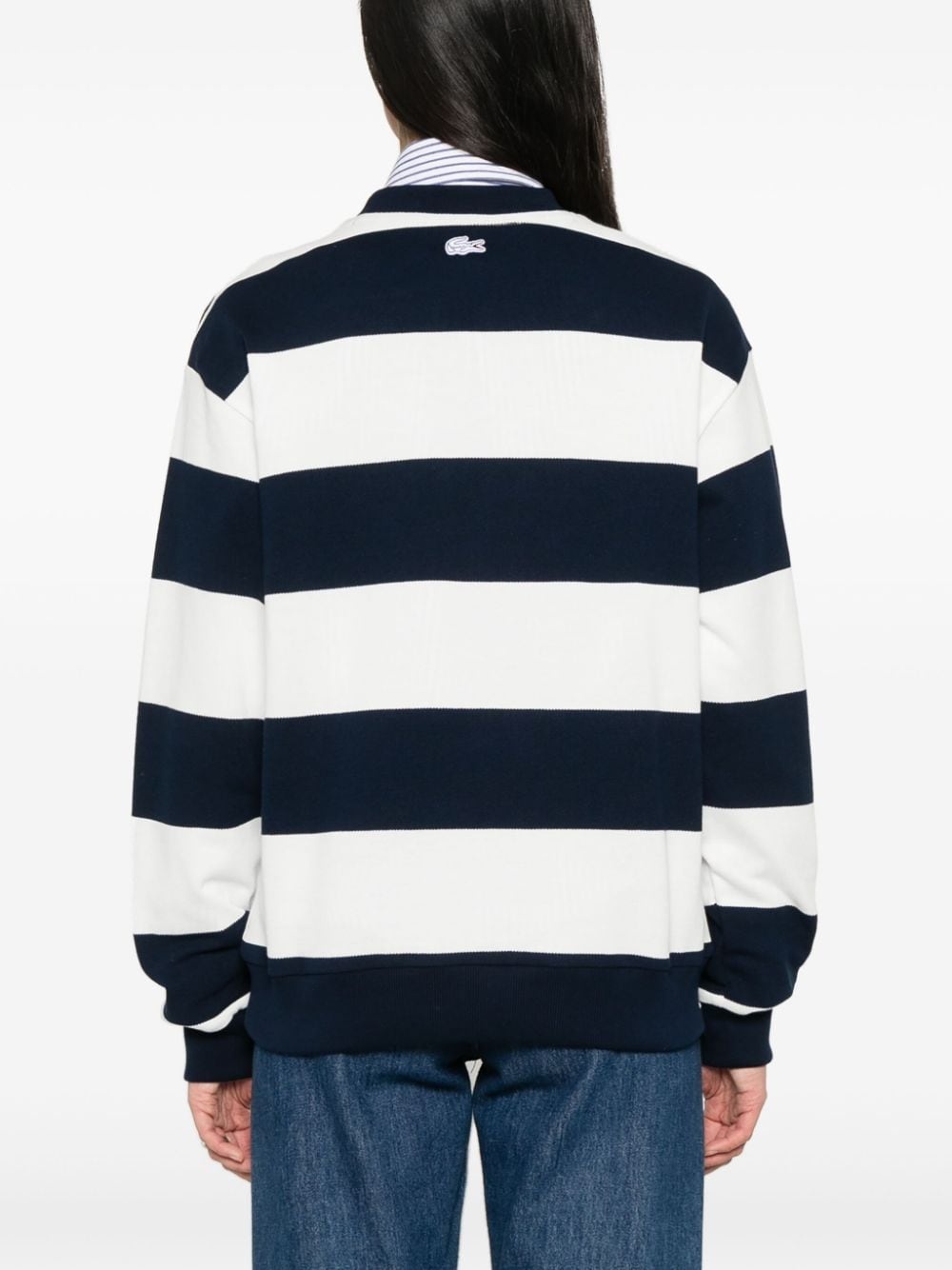 embroidered-logo striped sweatshirt - 4