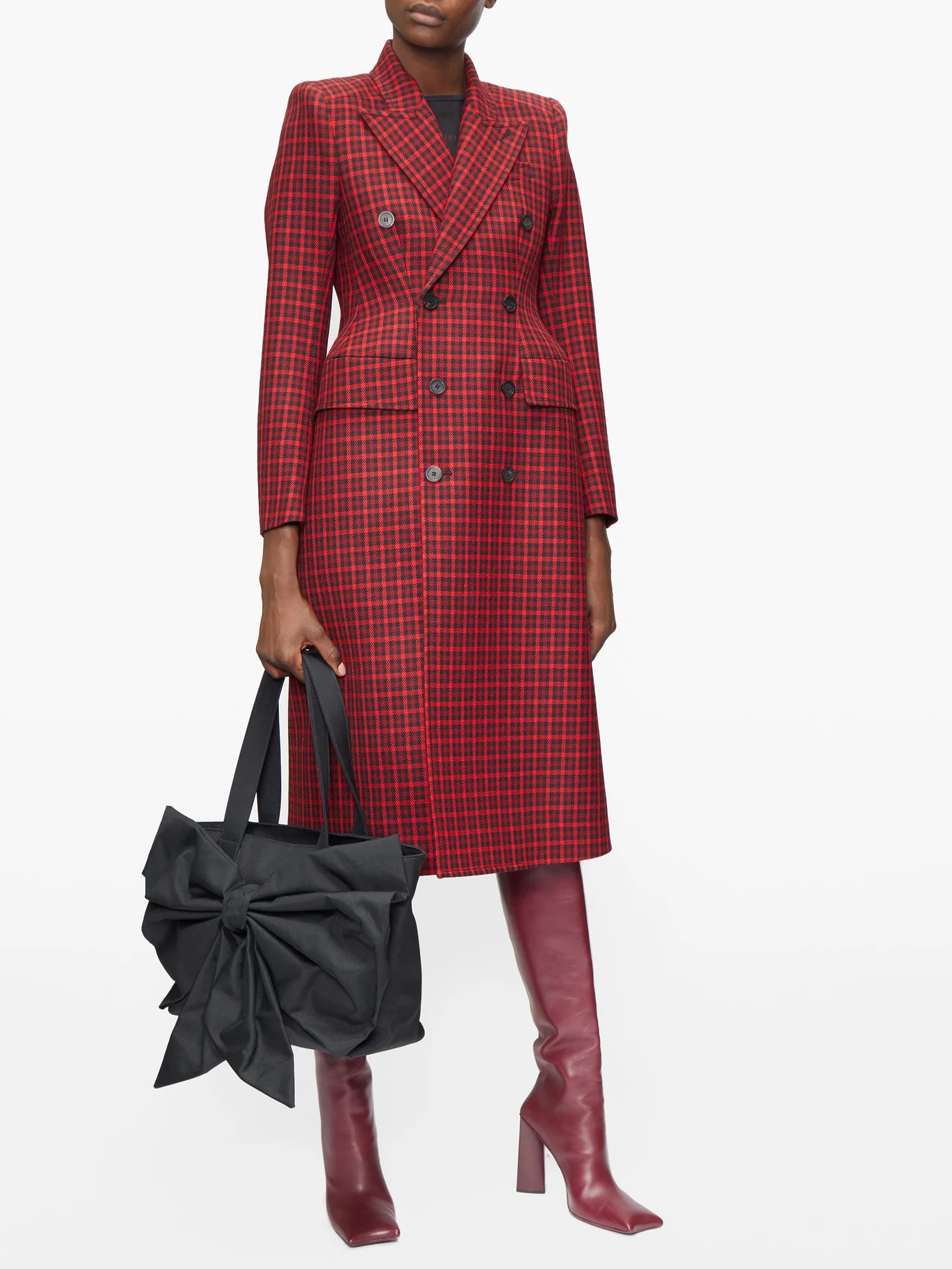 Hourglass tartan wool-twill coat - 2