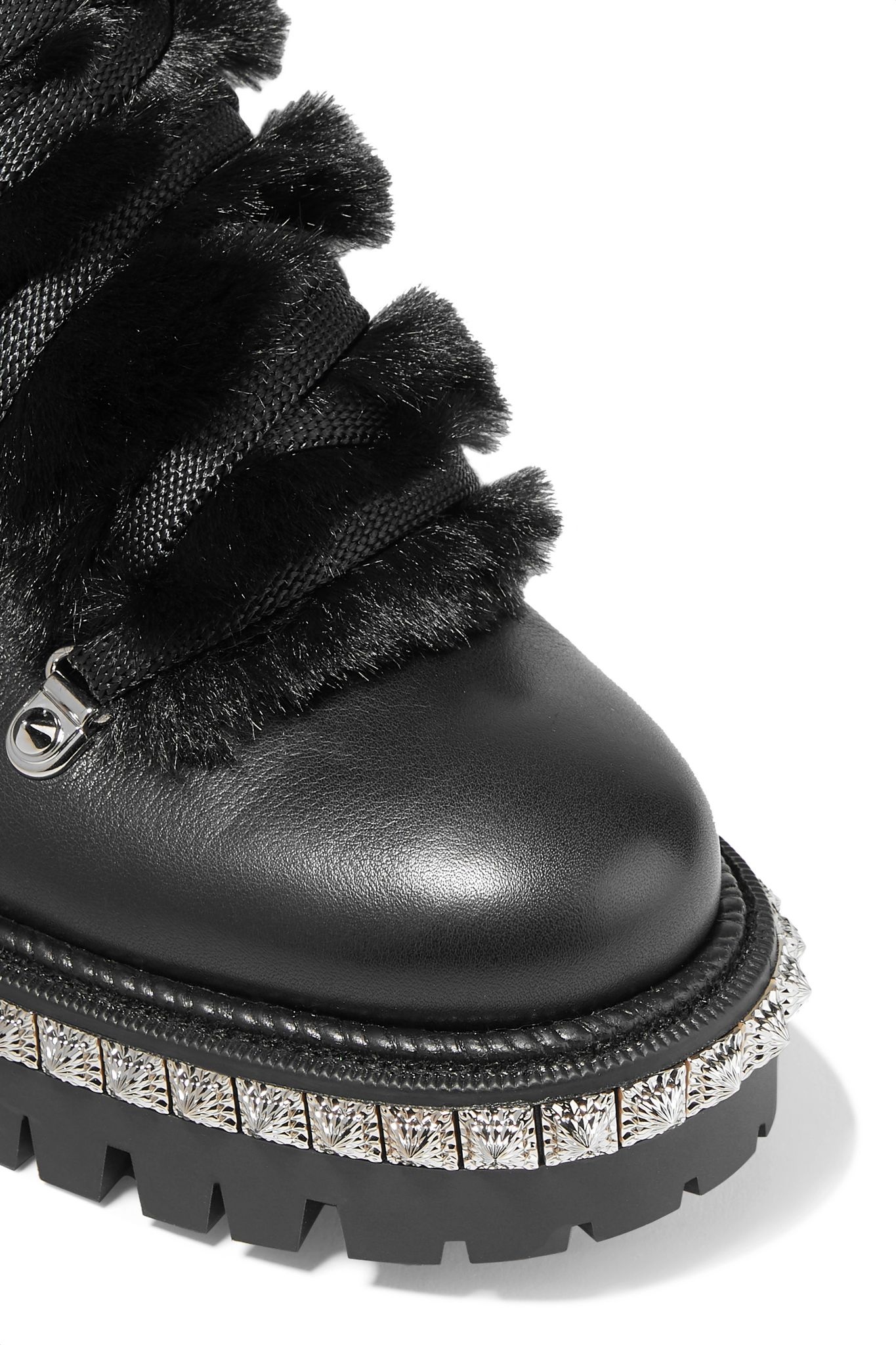 Yeti Donna shearling-trimmed studded leather ankle boots - 5