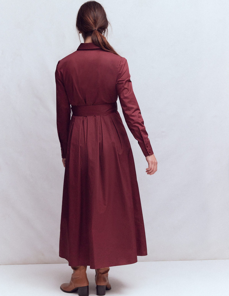 Pleated Ruffle Shirt Dress-Deep Wisteria 4
