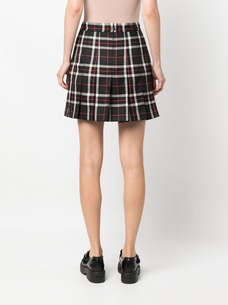 check-plaid pleated mini skirt - 4