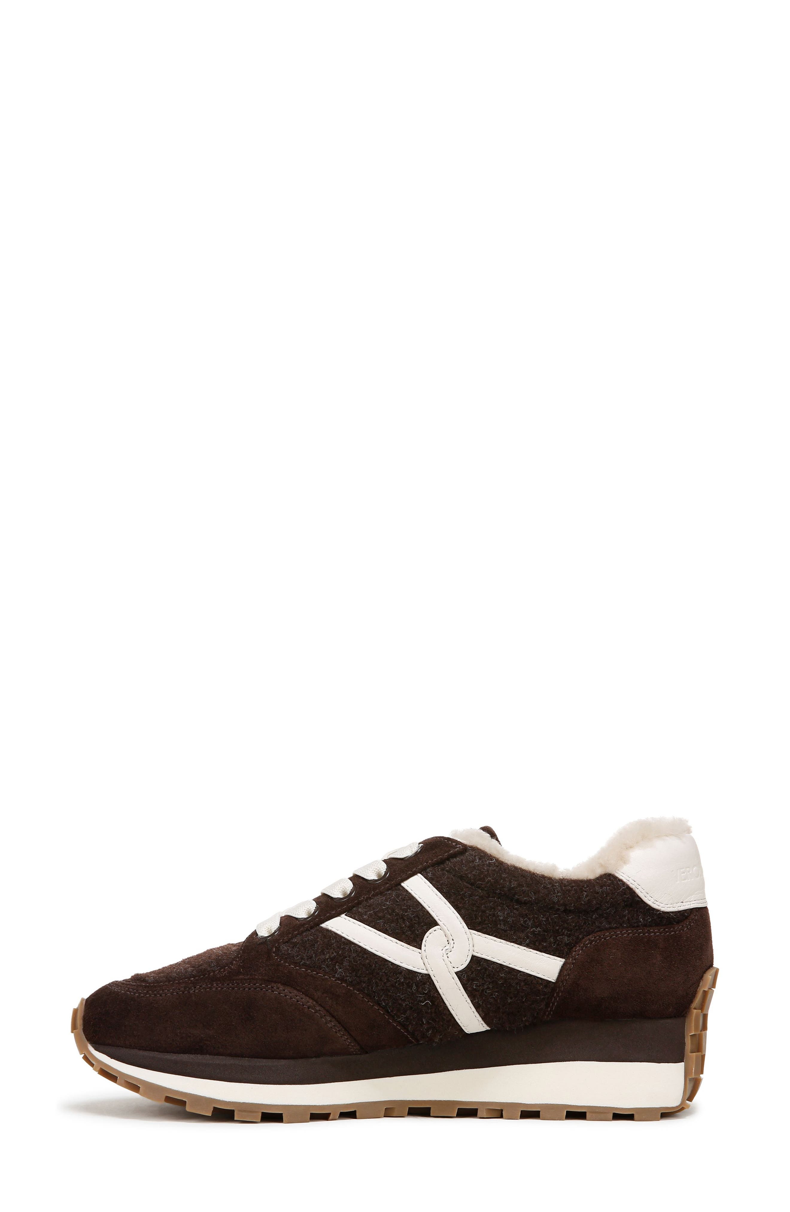 Veronica Beard Valentina Genuine Shearling Lined Sneaker in Espresso at Nordstrom - 9