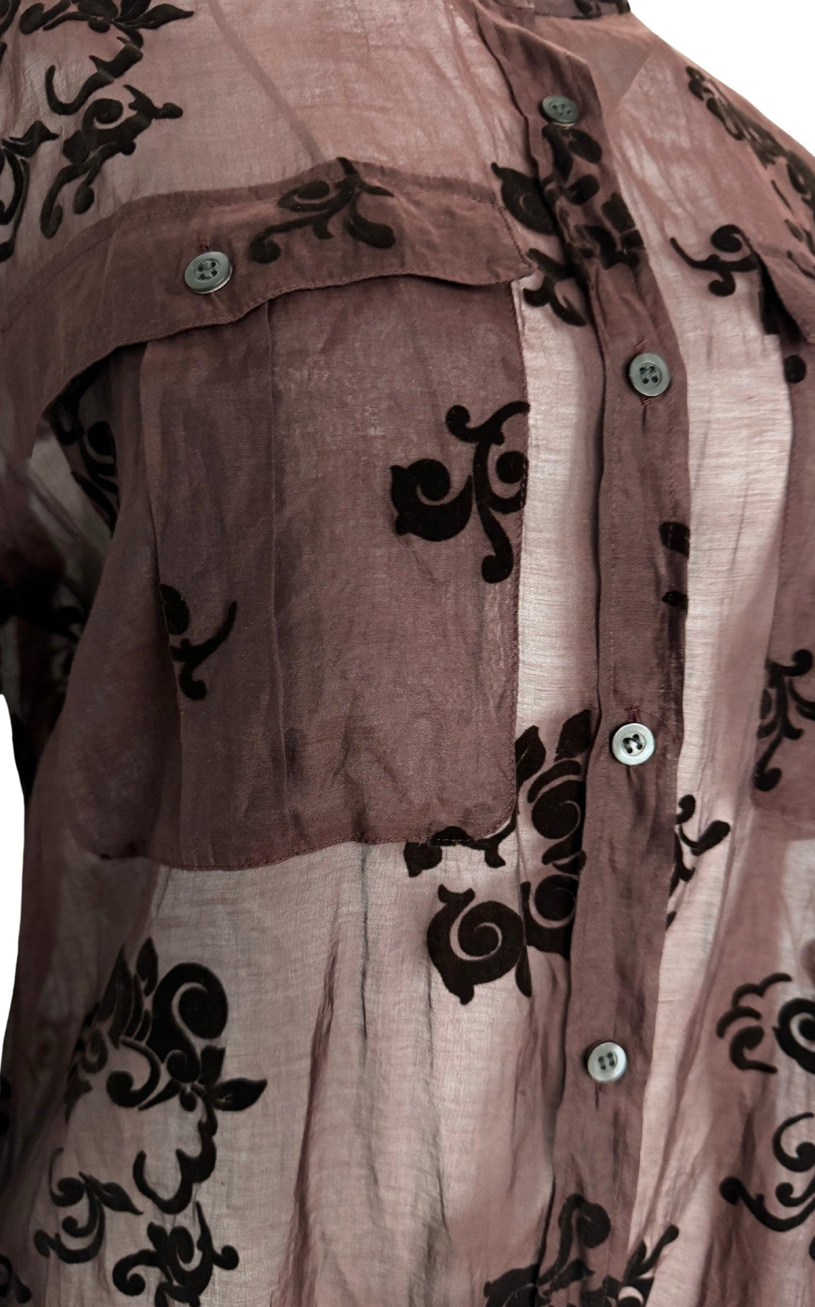 Burgundy Floral Silk Blend Shirt - 6