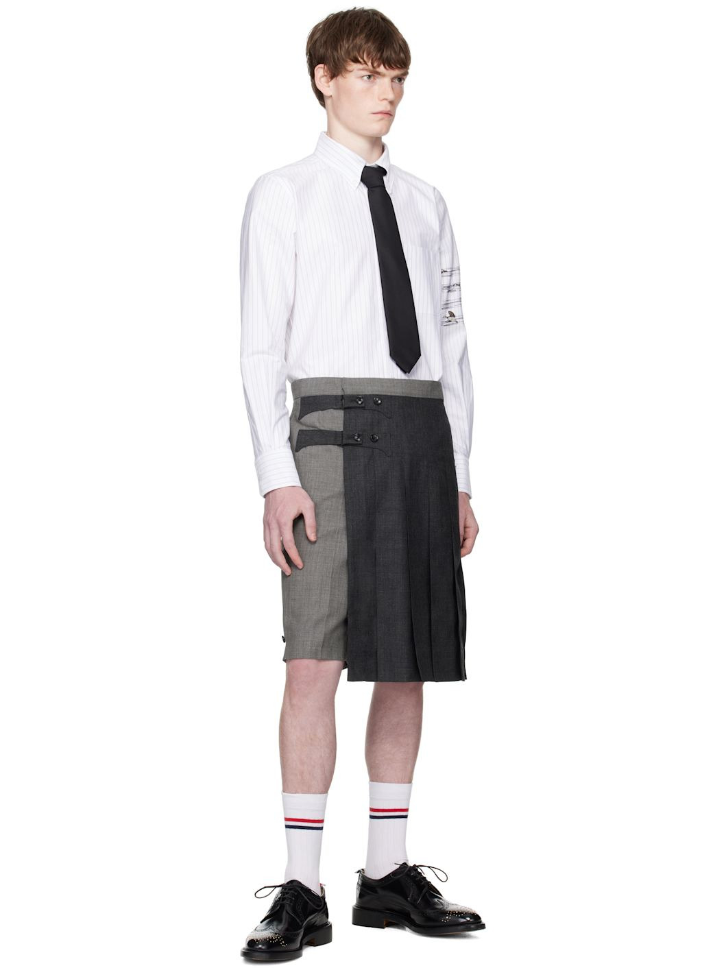 White Geese 4-Bar Pinstripe Oxford Shirt - 5