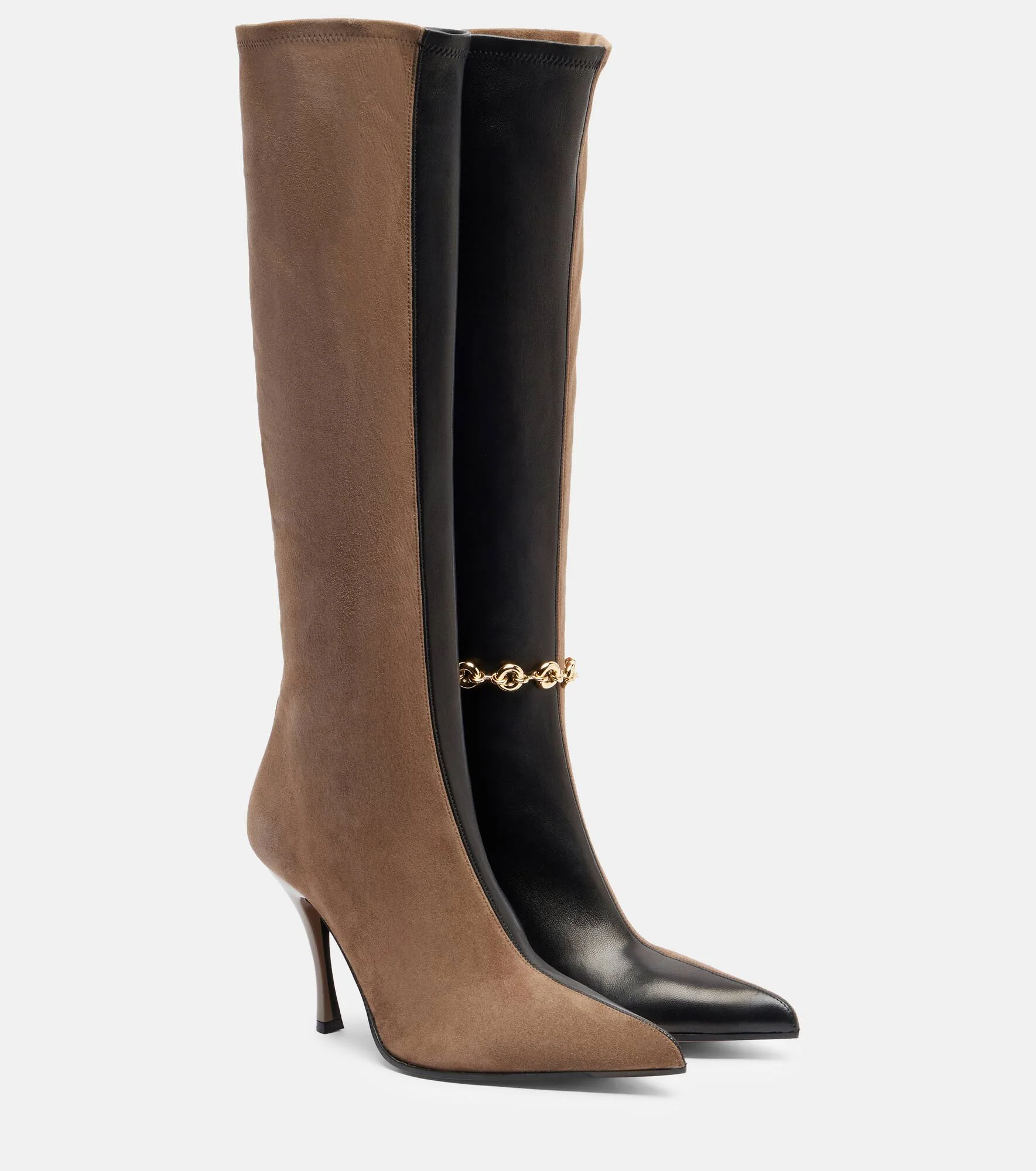 Comic leather and suede knee-high boots - 1