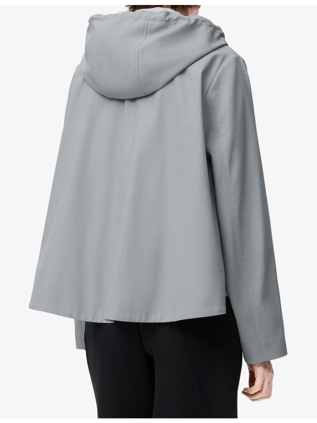 Anagram-Embroidery Hooded Trapeze Cotton-Blend Jacket - 4