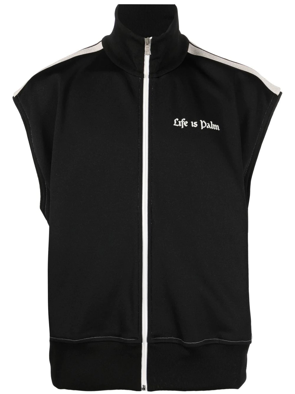 slogan-print sleeveless sport jacket - 1