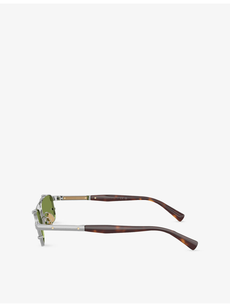 Brunello Cucinelli BC2010ST Paloma Rectangular-Frame Metal Sunglasses outlook