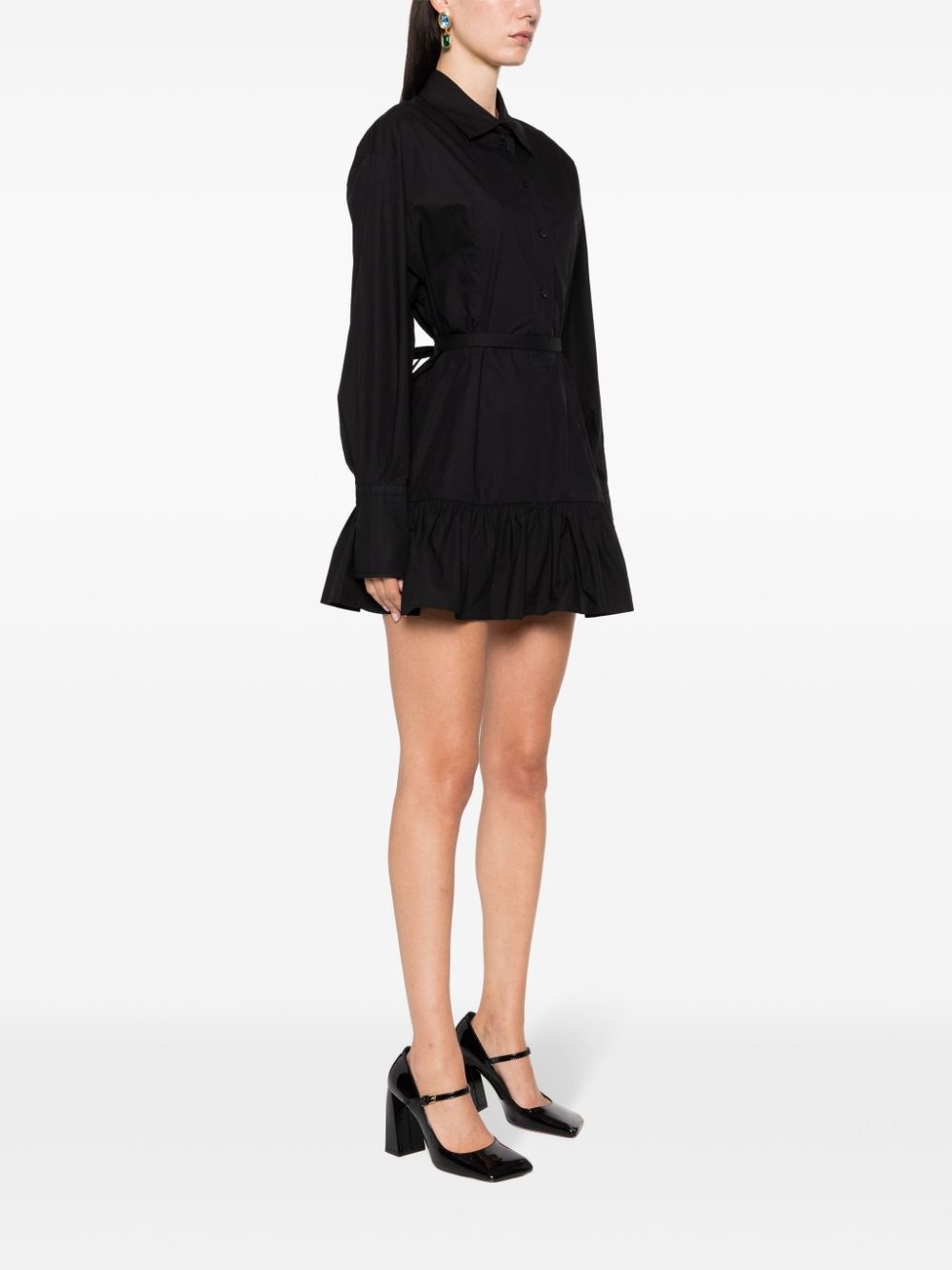 ruffled mini shirt dress - 3