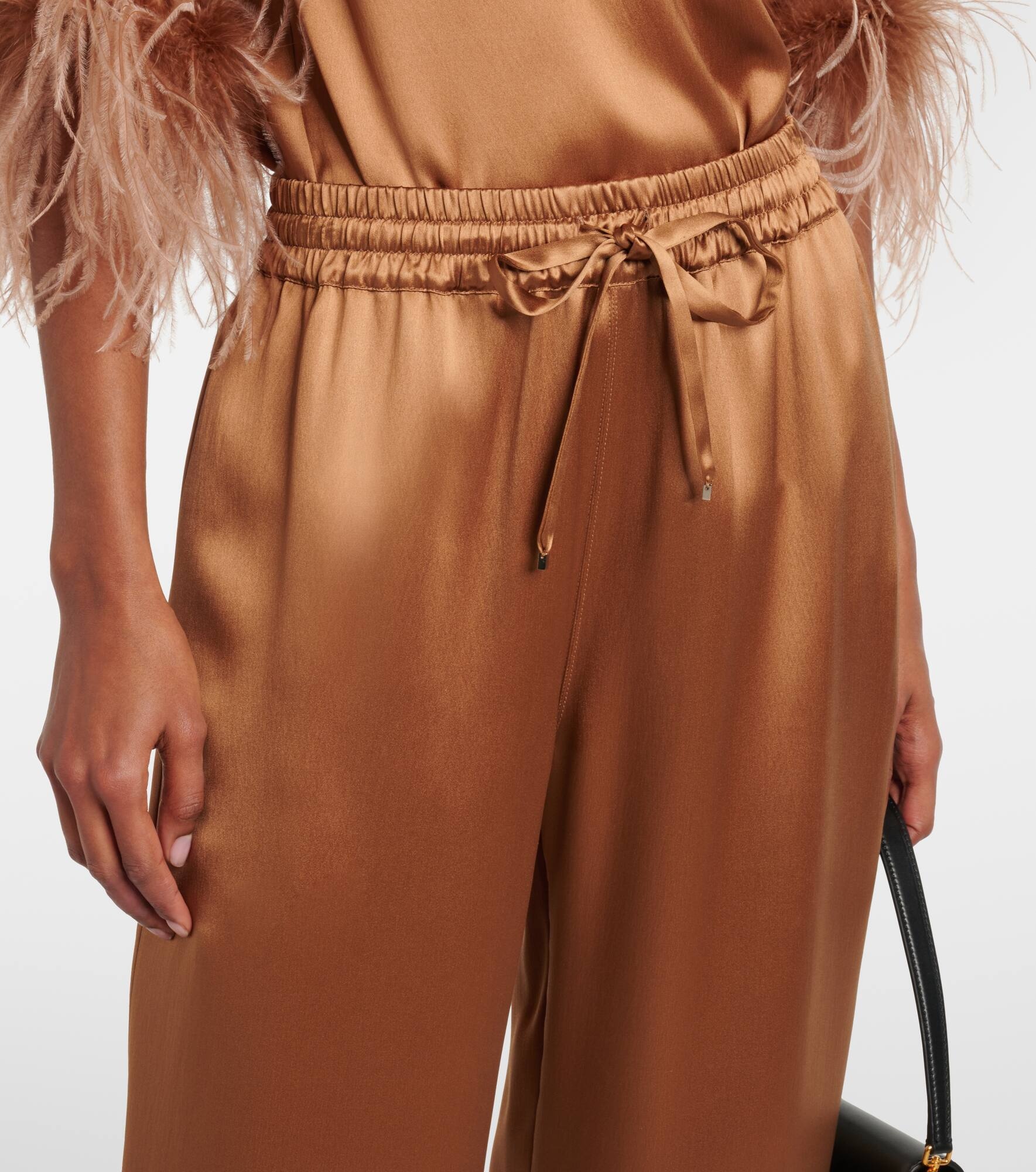 Silk satin wide-leg pants - 4