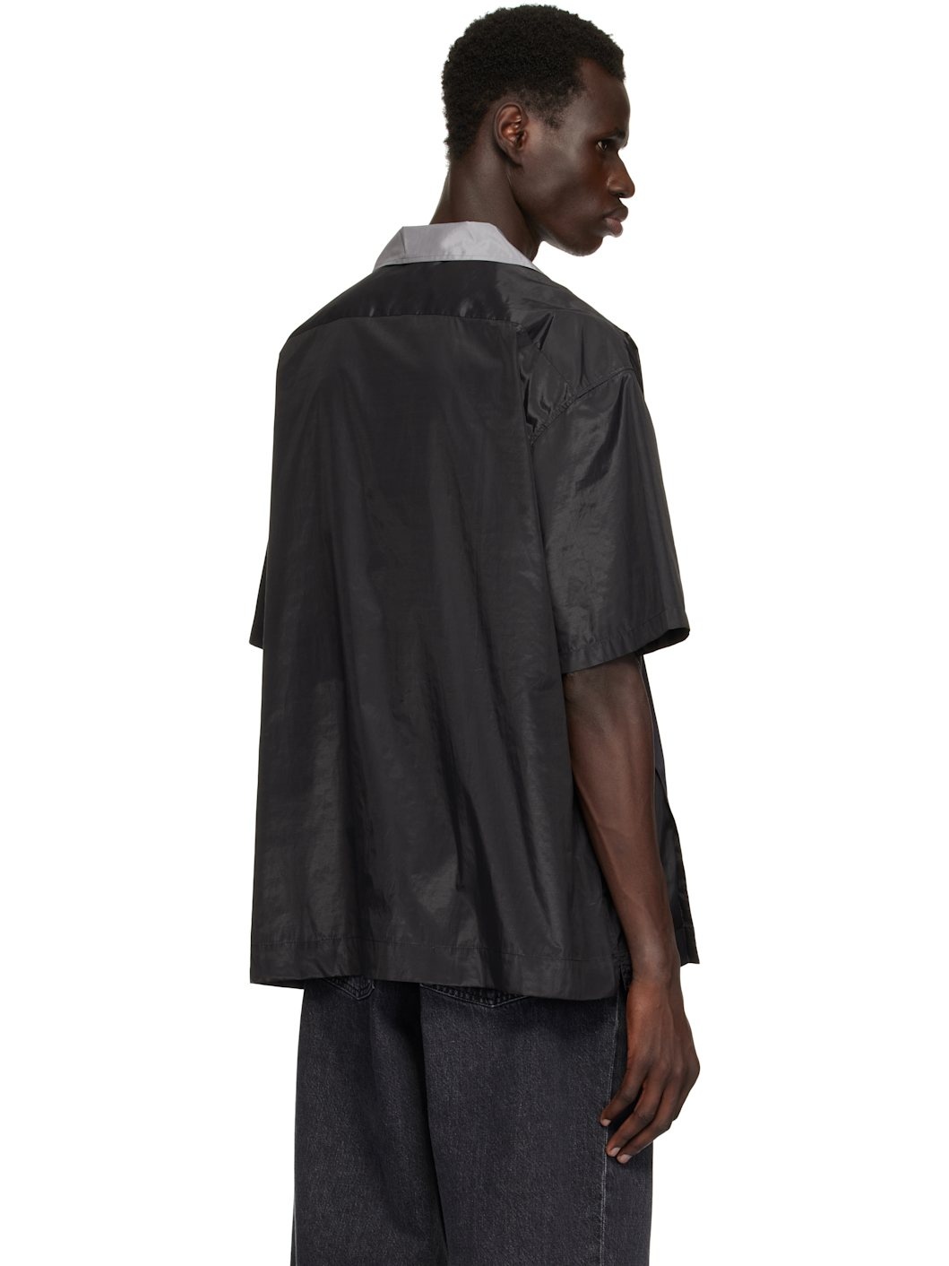 Black & Navy Polyester Cotton Taffeta Shirt - 3
