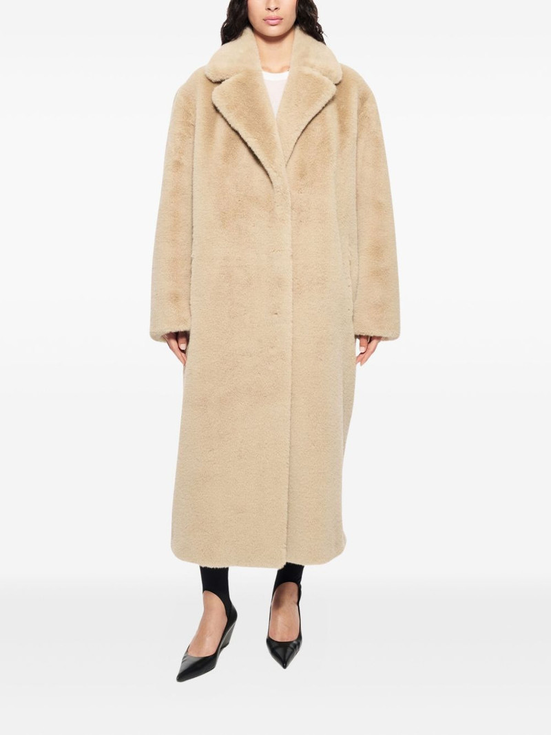 STAND STUDIO notched-collar faux-fur coat outlook