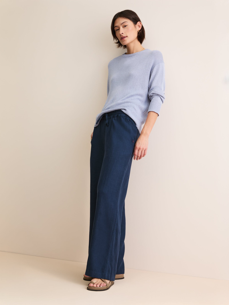Women's Wide Leg Pants Sicily Linen Navy Blue 6