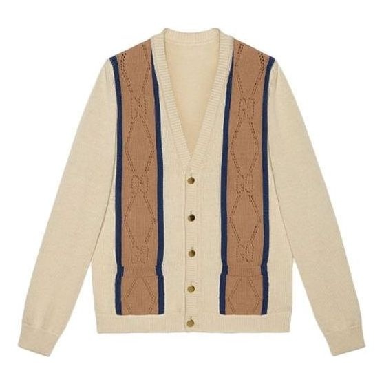 Gucci Striped V-Neck Cardigan 'Beige Brown' 655105-XKBWE-9275 - 1