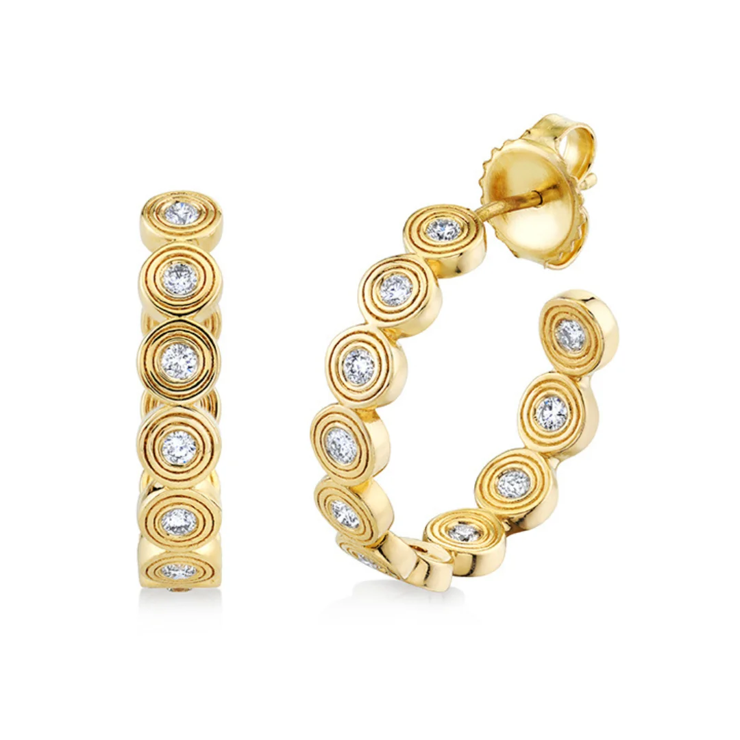 MEDIUM FLUTED STONE HOOPS - 1