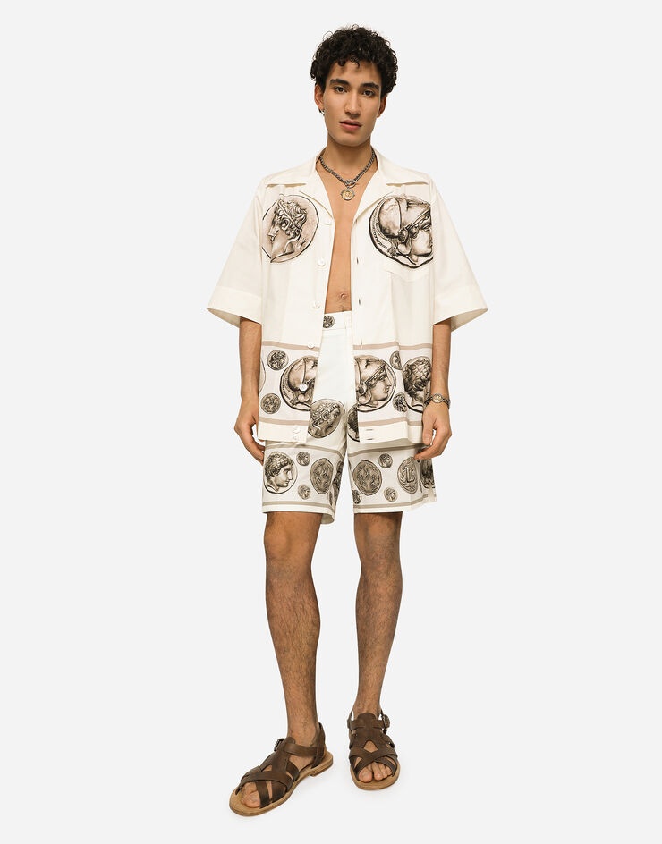 Coin print stretch drill Bermuda shorts - 5