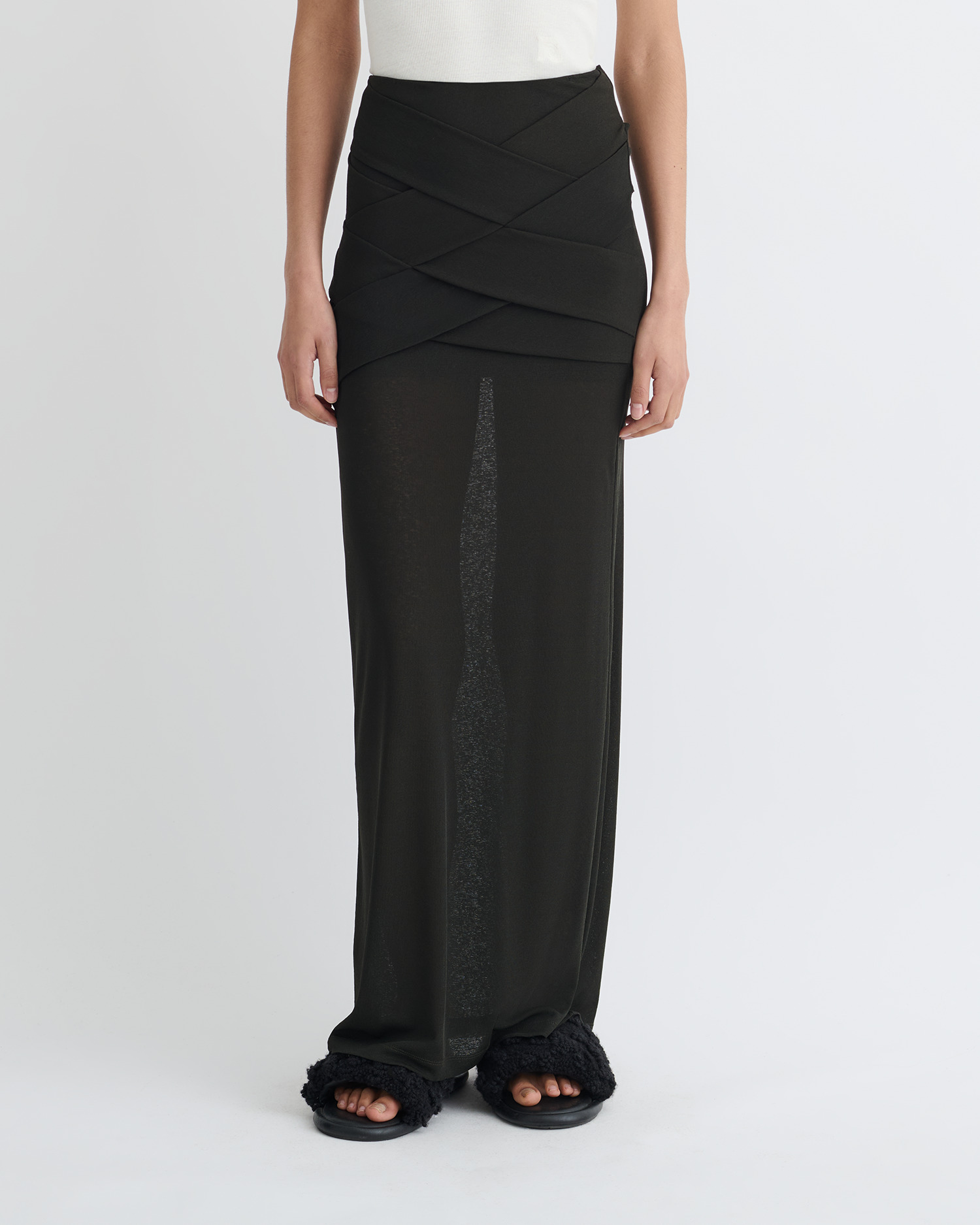 Draped Mesh Jersey Maxi Skirt - 2