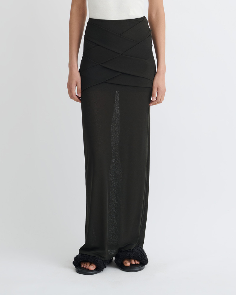 Nanushka Draped Mesh Jersey Maxi Skirt outlook
