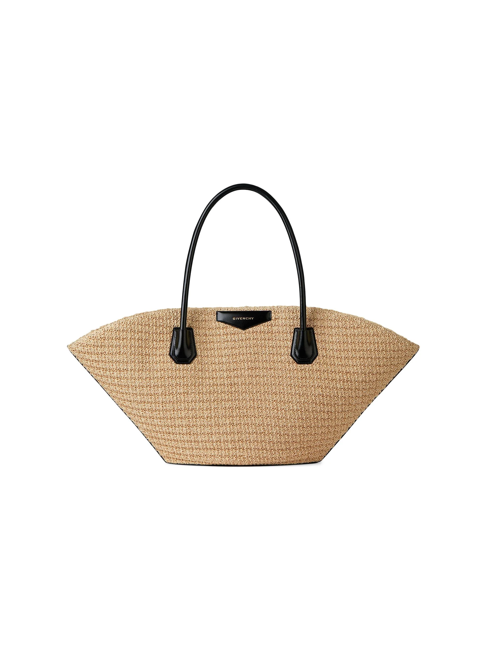 Women's Small Antigona Basket Tote Bag in Raffia - Natural - 1