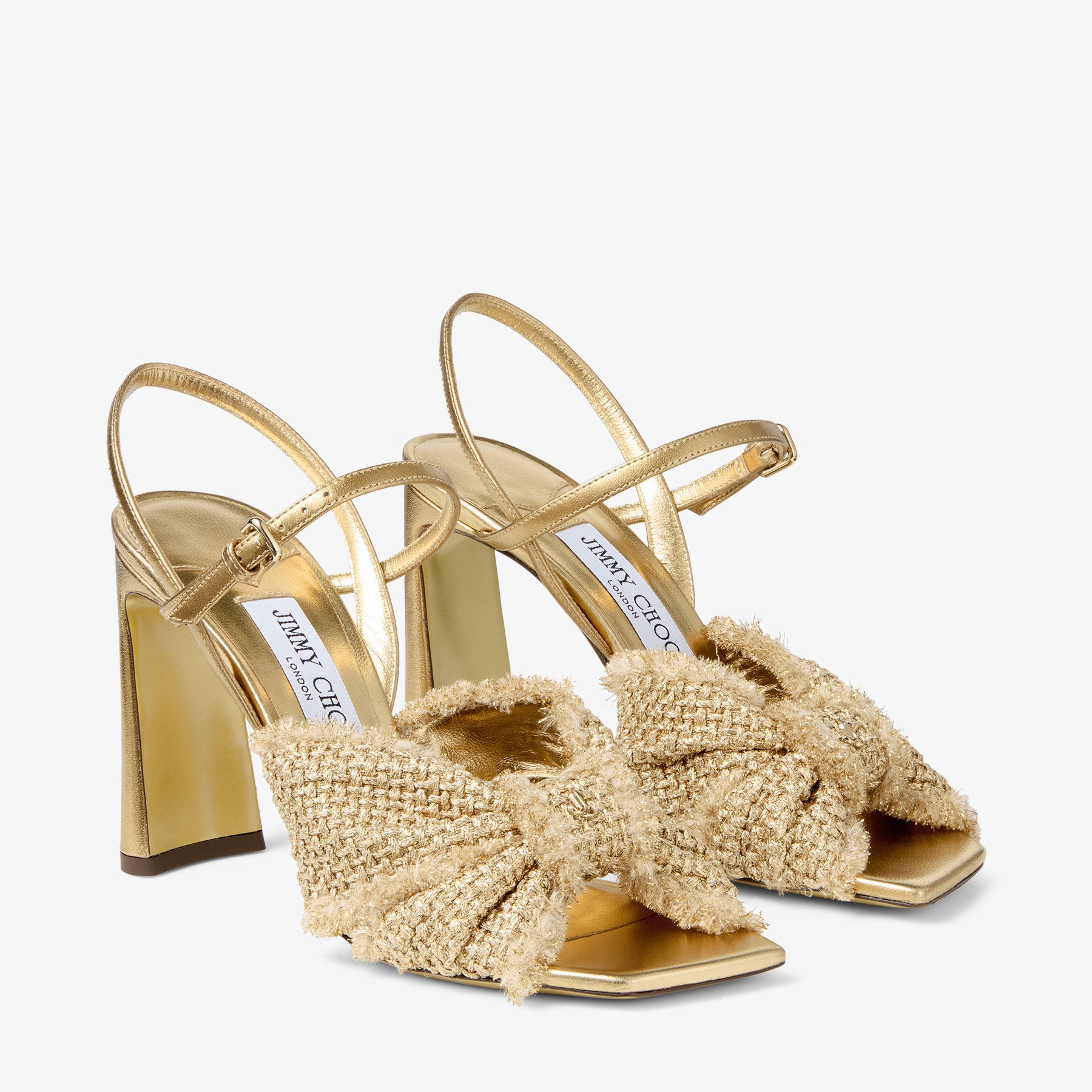 Annika 95
Gold Woven Fabric & Nappa Leather Sandals - 2