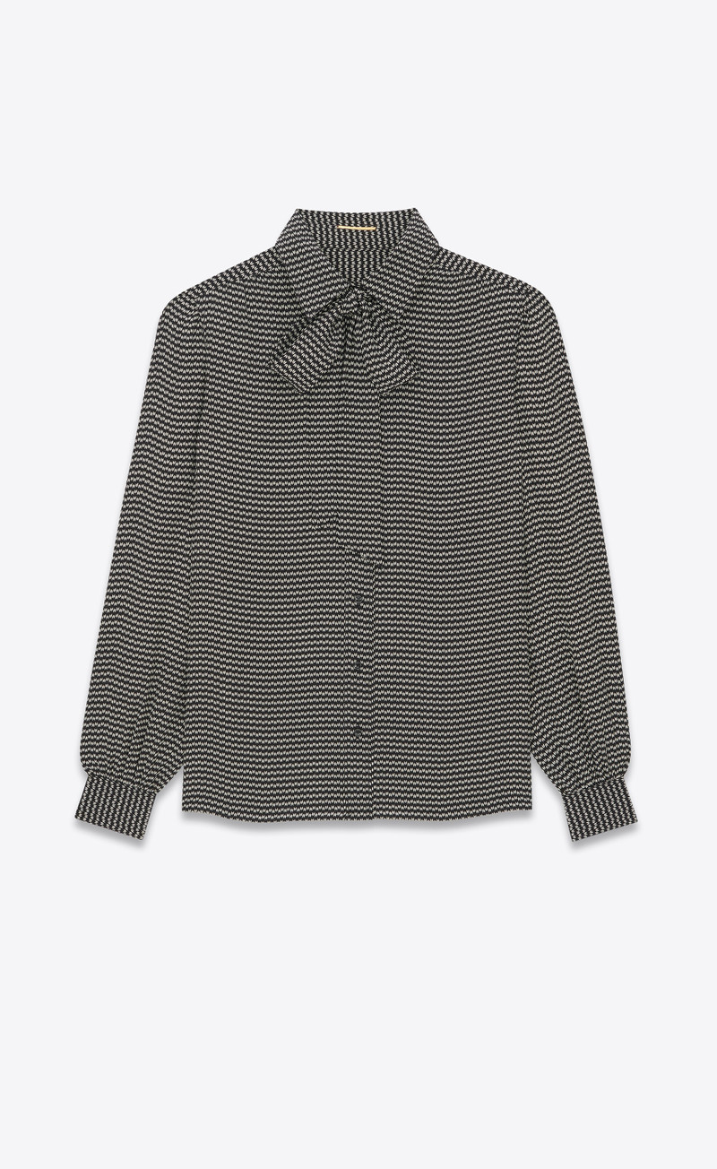 lavallière-neck shirt in jacquard silk - 1