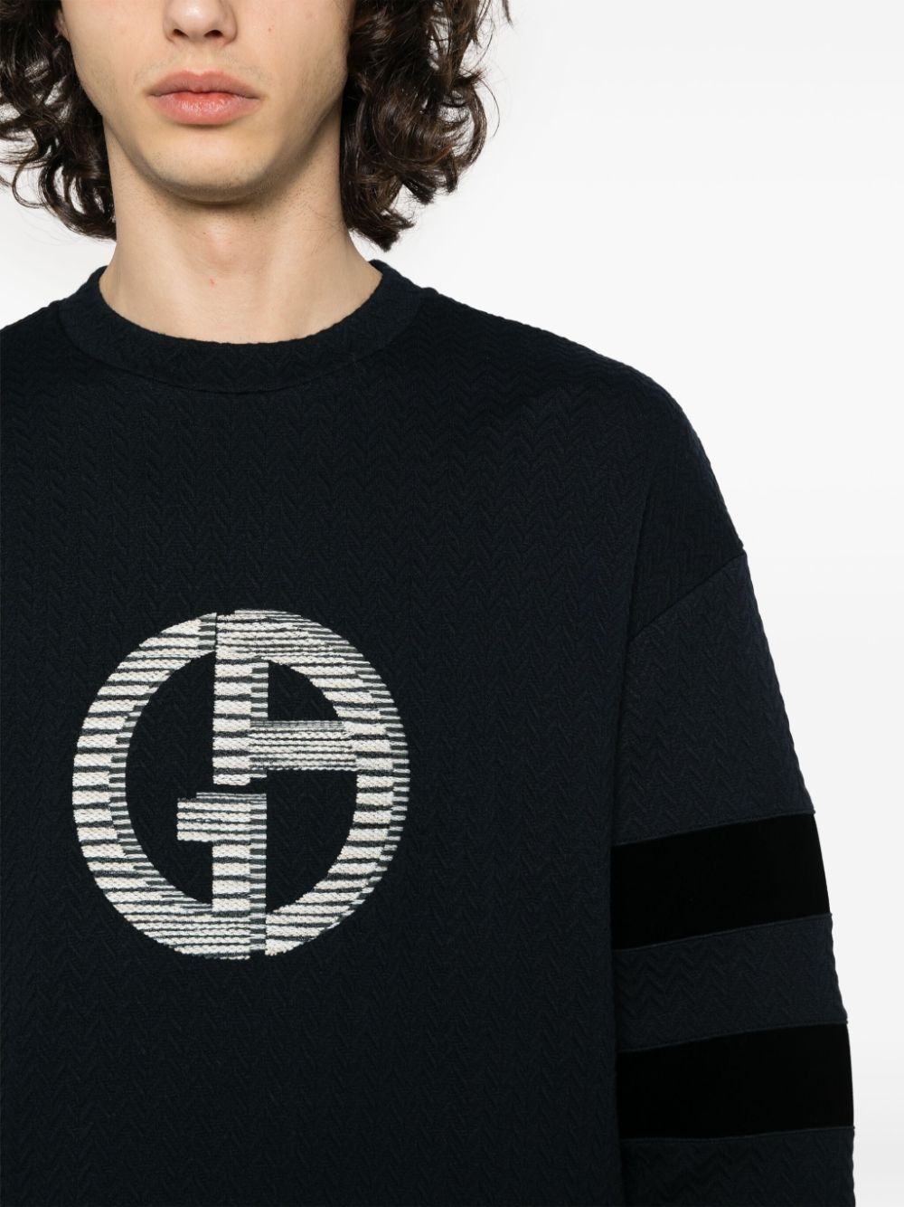 logo-embroidered matelassÃ© sweatshirt - 5