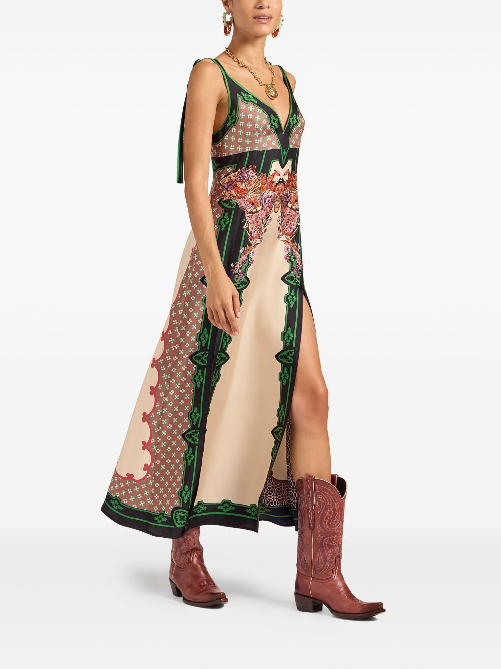 geometric-print midi day dress - 2
