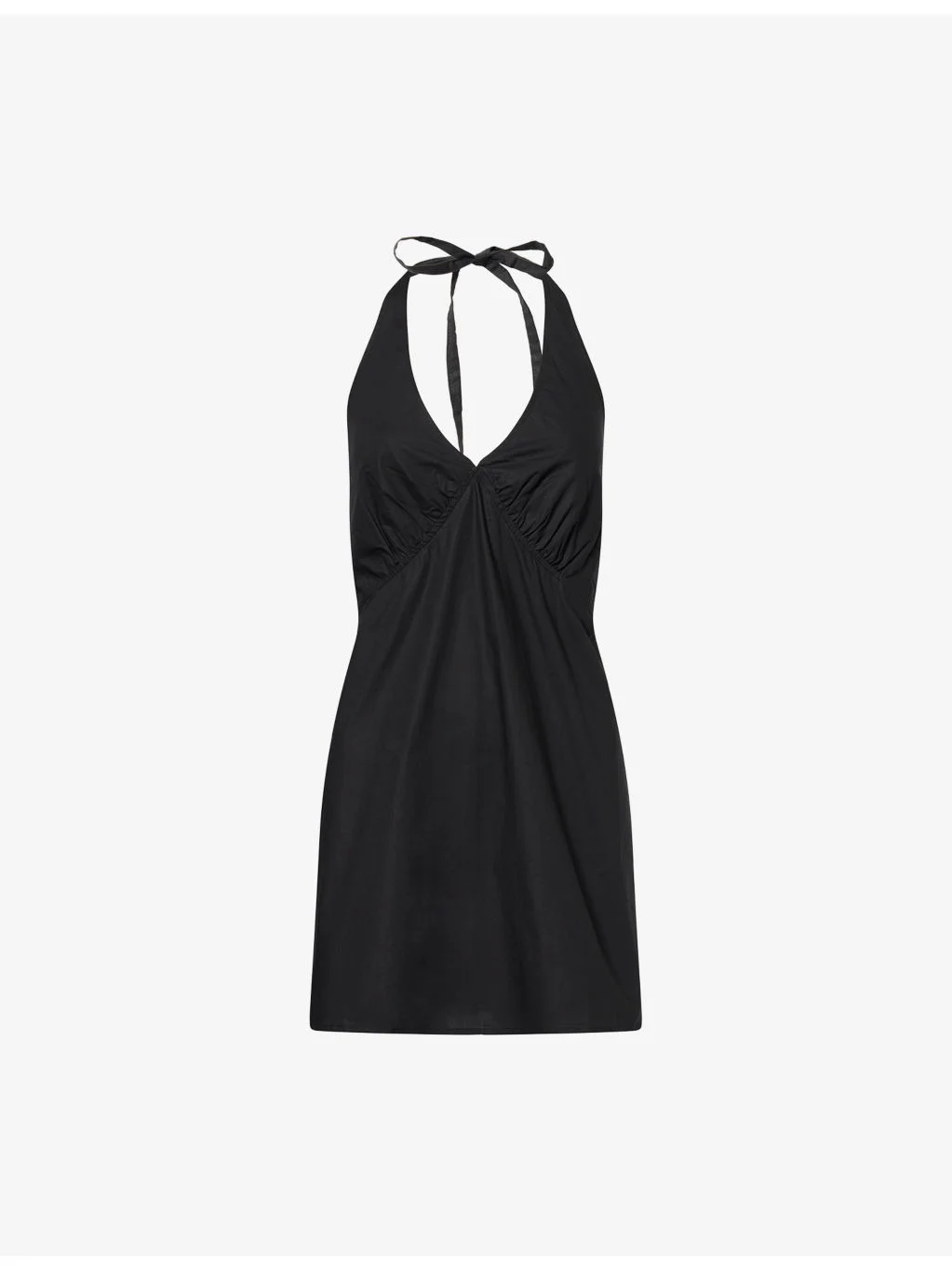 Cinched Halter Cotton Mini Dress - 1