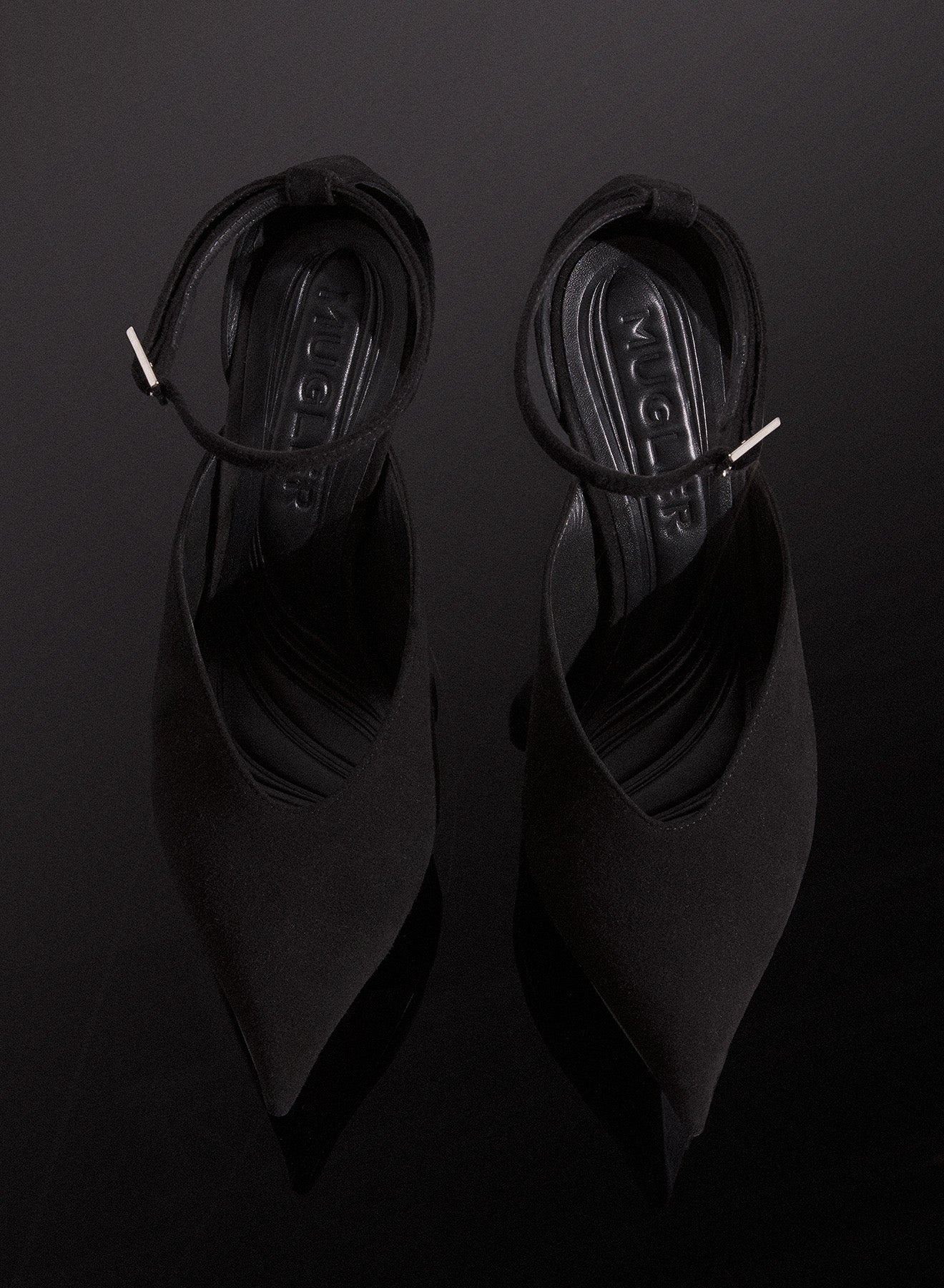 black velvet platform strappy fang 95 mules - 5