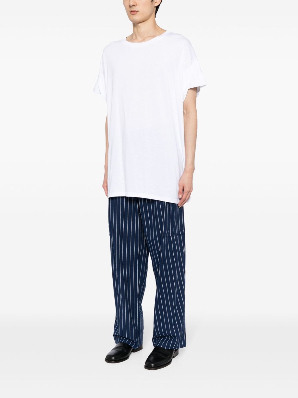 draped-detail cotton T-shirt - 3