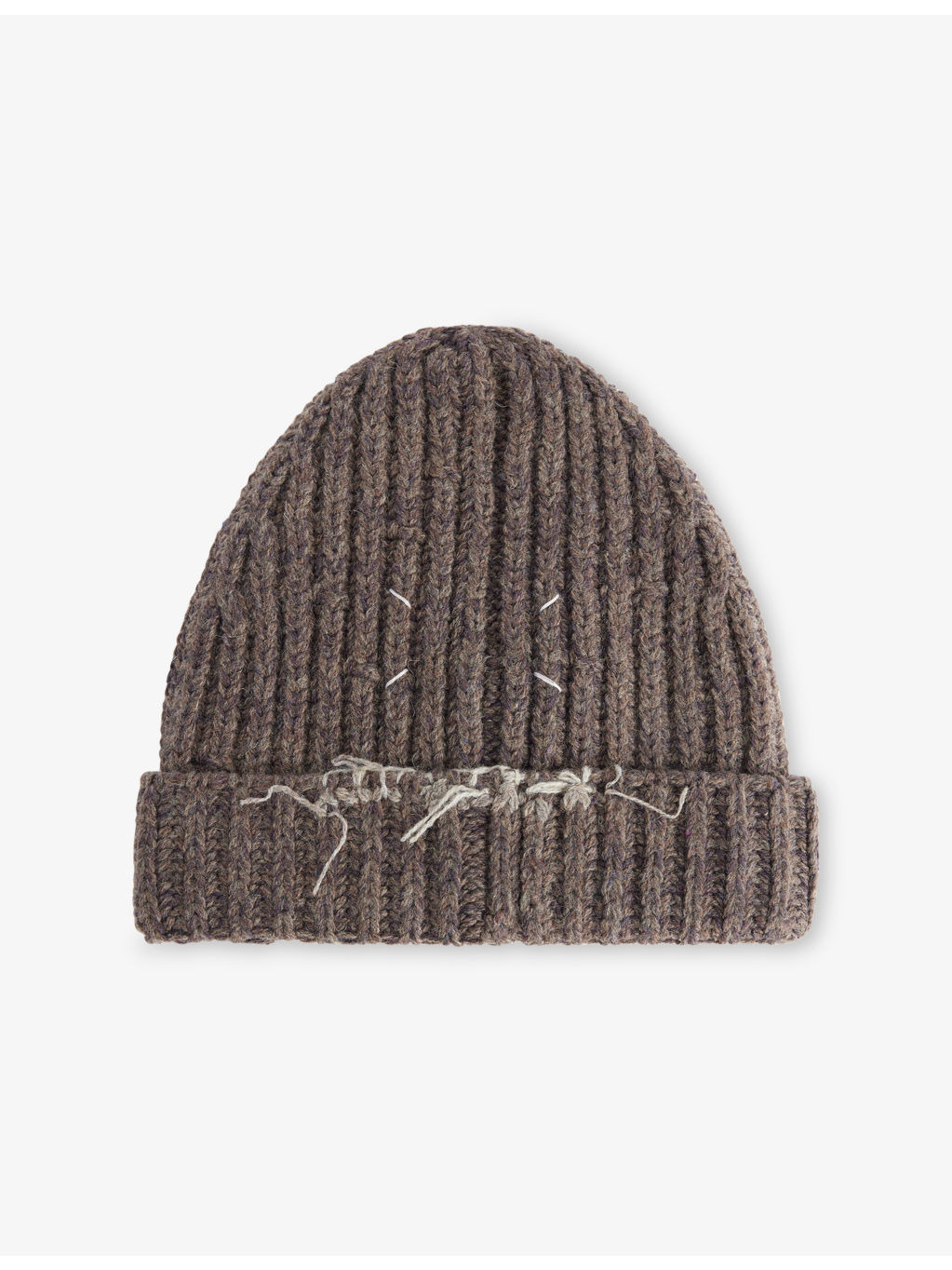 Signature-Stitch Ribbed Wool-Blend Beanie Hat - 1