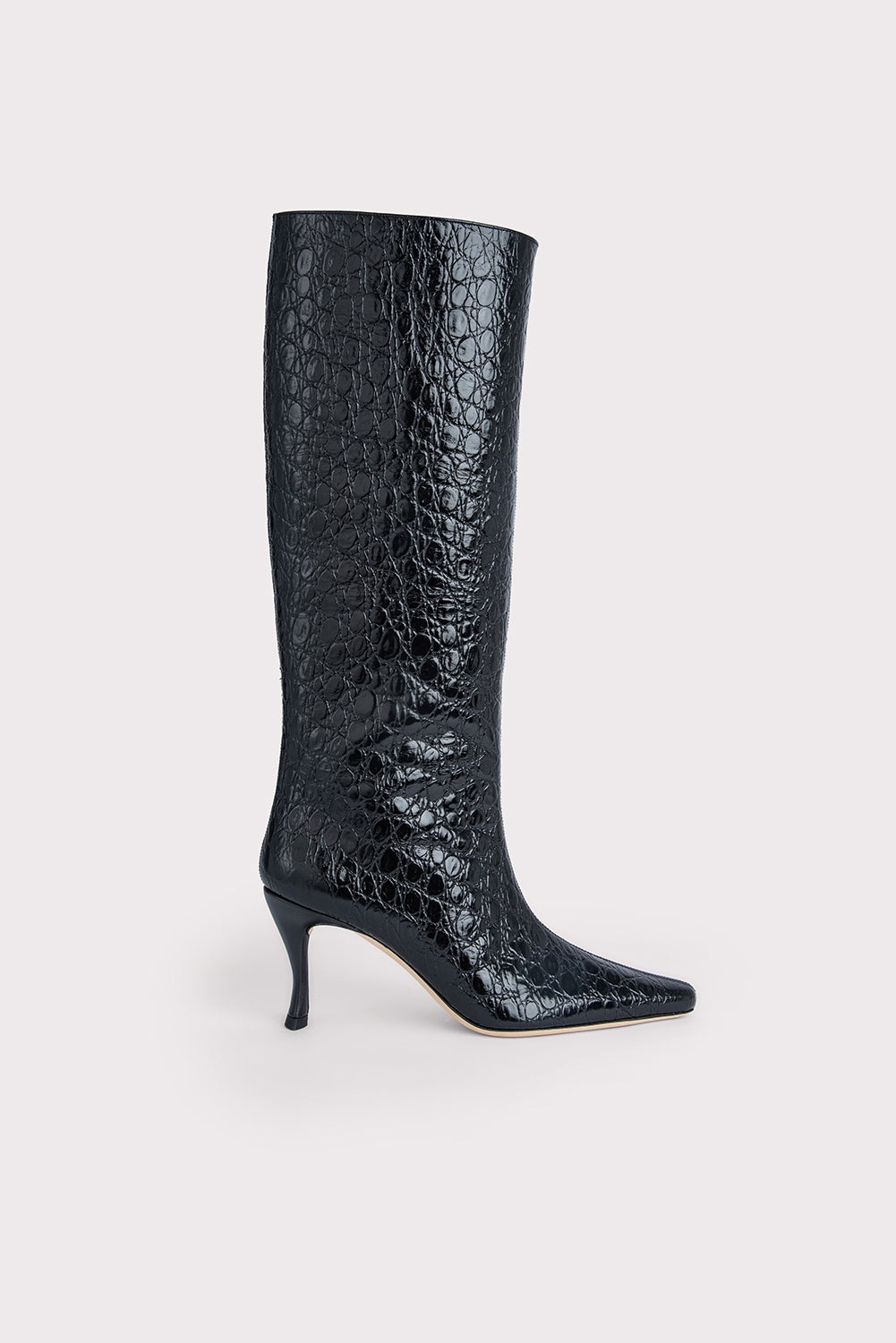 Stevie 42 Black Circular Croco Embossed Leather - 1