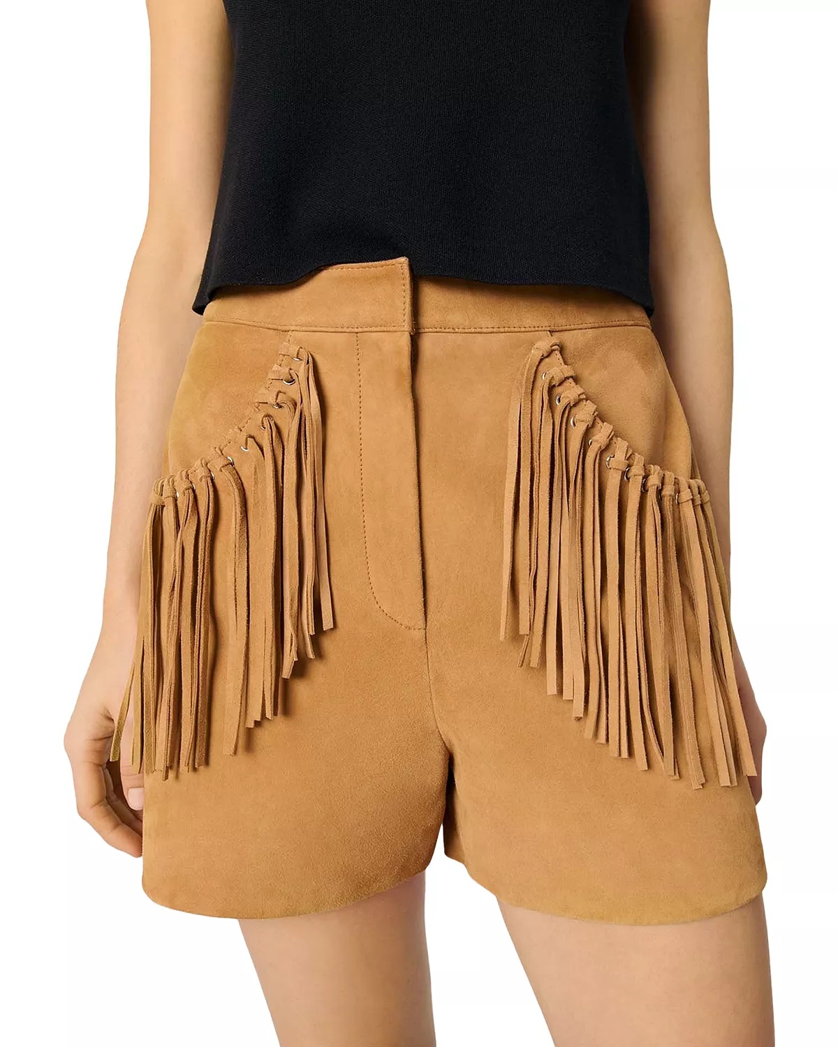 Fringed Nubuck Shorts - 4