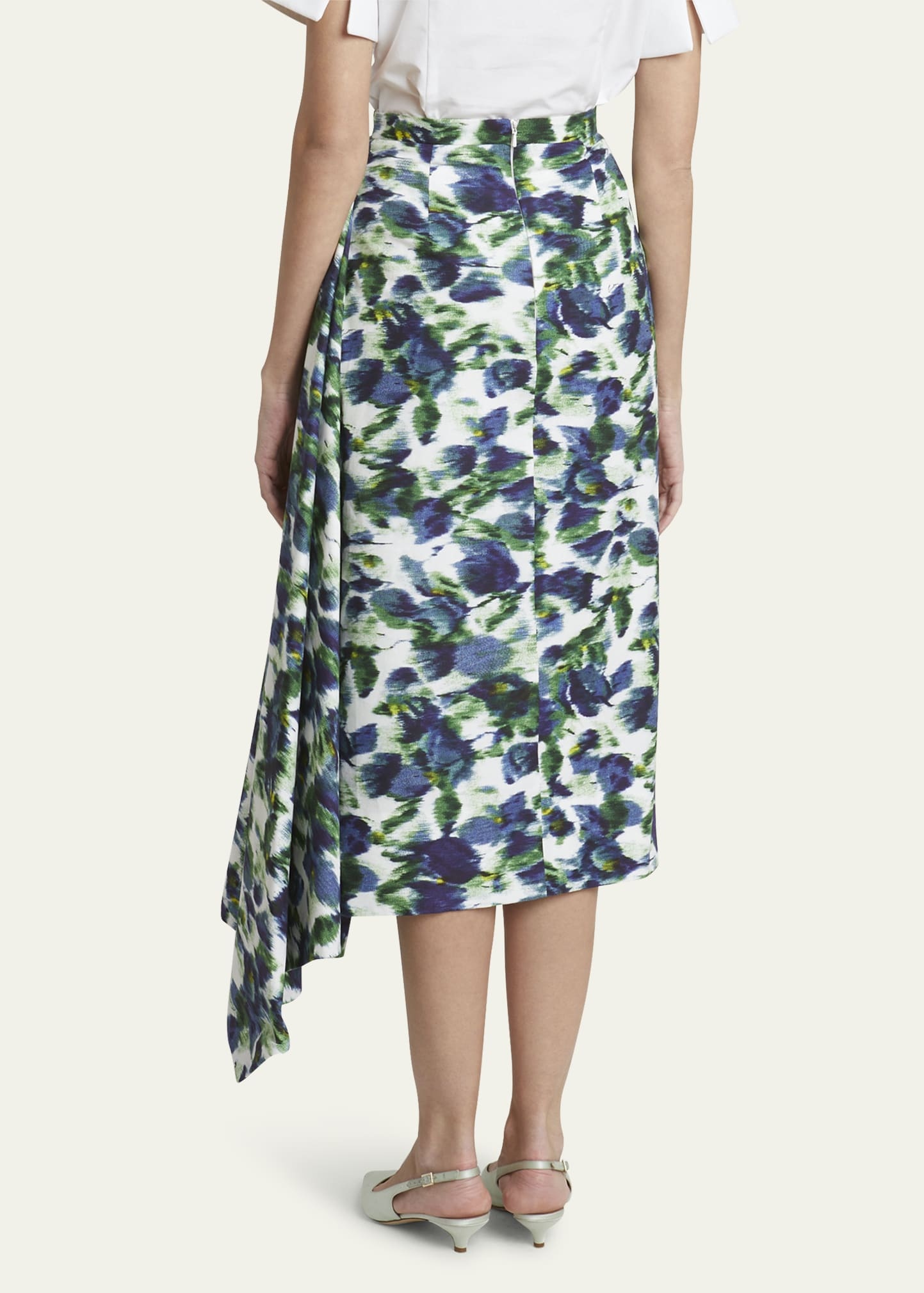 Draped Floral Pencil Skirt - 3