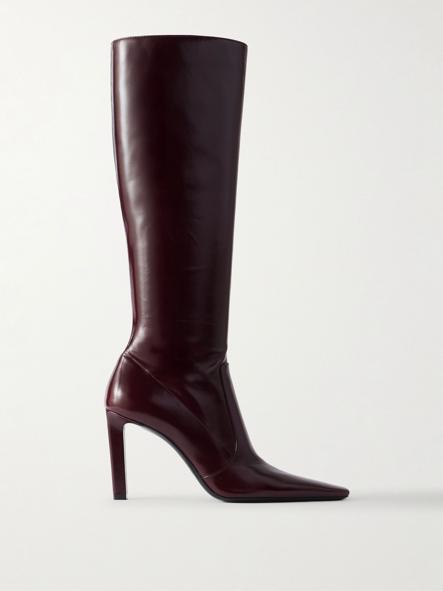 Francoise glossed-leather knee boots Burgundy - 1