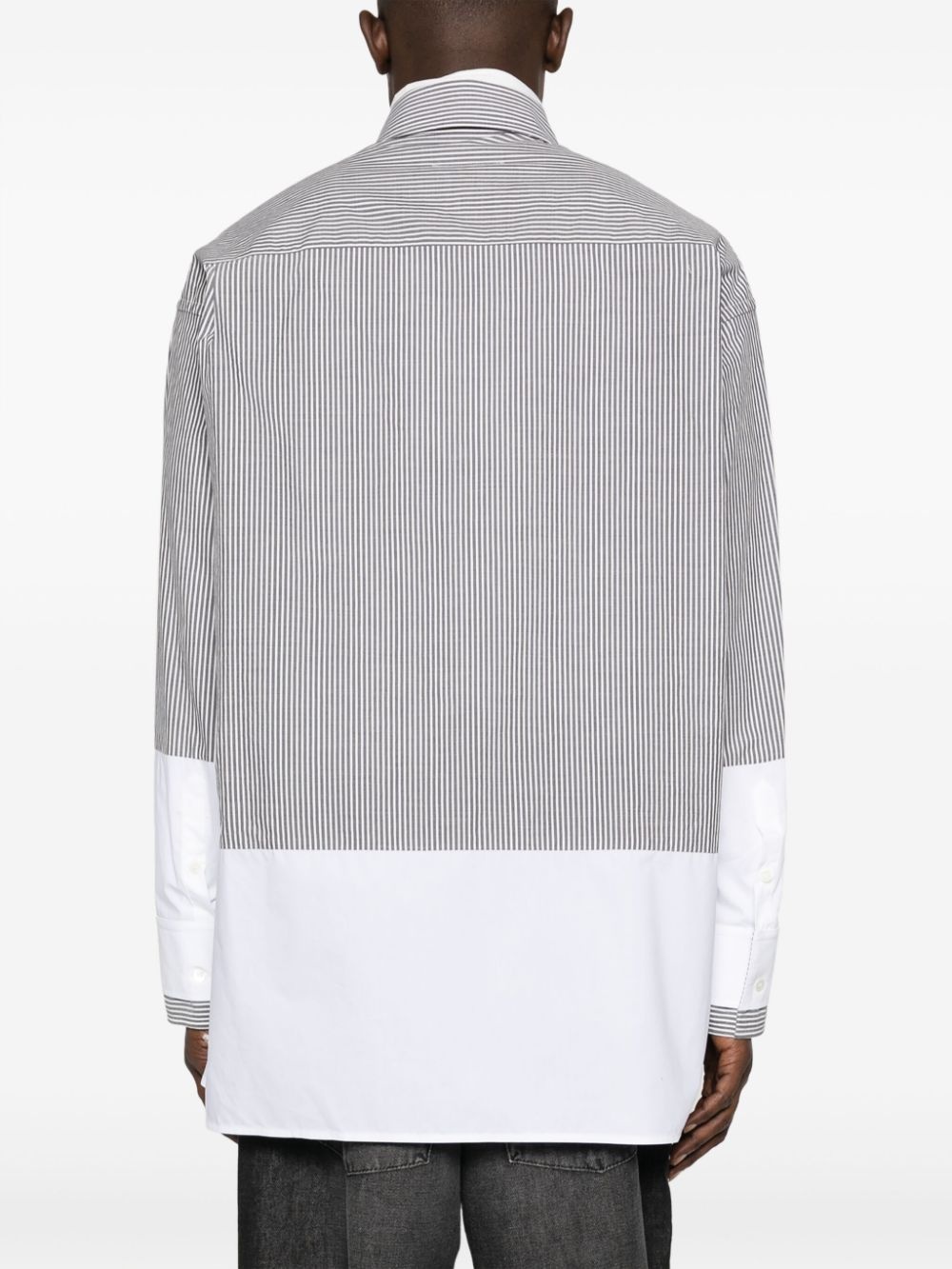 stripe-print panelled cotton shirt - 4