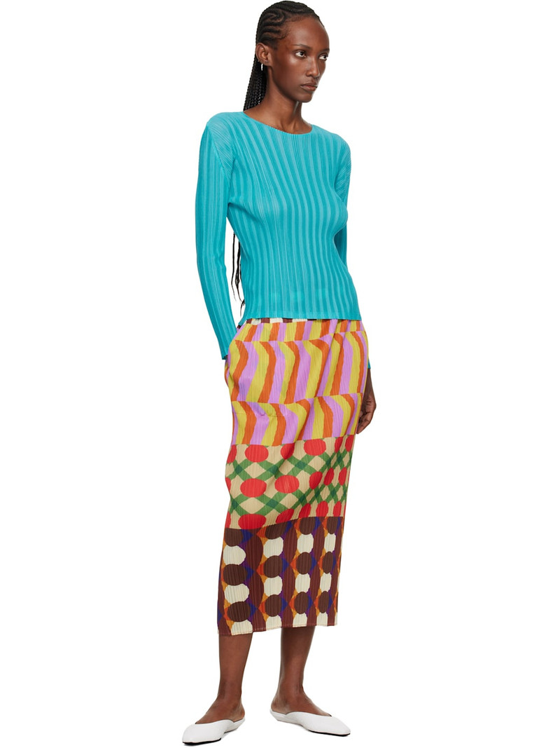 Pleats Please Issey Miyake Blue Rib Pleats January T-shirt outlook