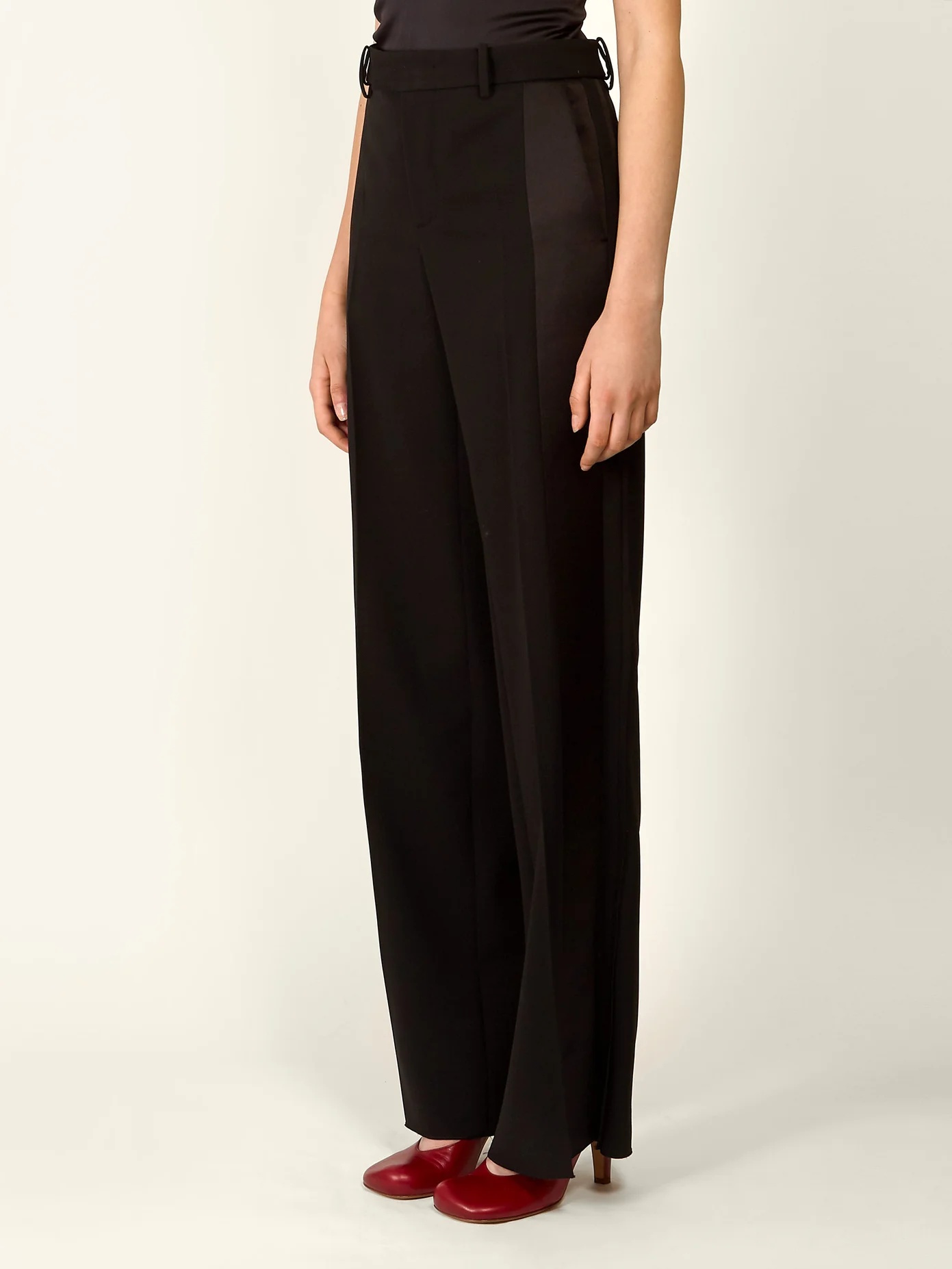 Straight-leg silk-trim wool-twill trousers - 4