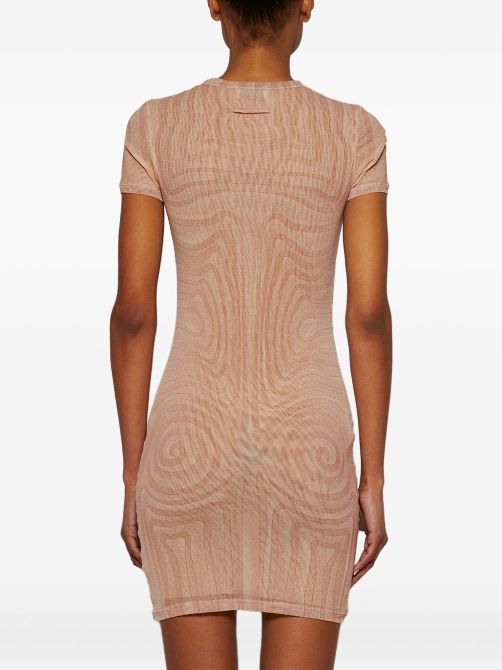 spiral-print mesh mini dress - 5