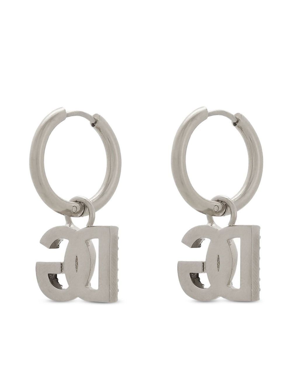 logo-charm polished hoop earrings - 3