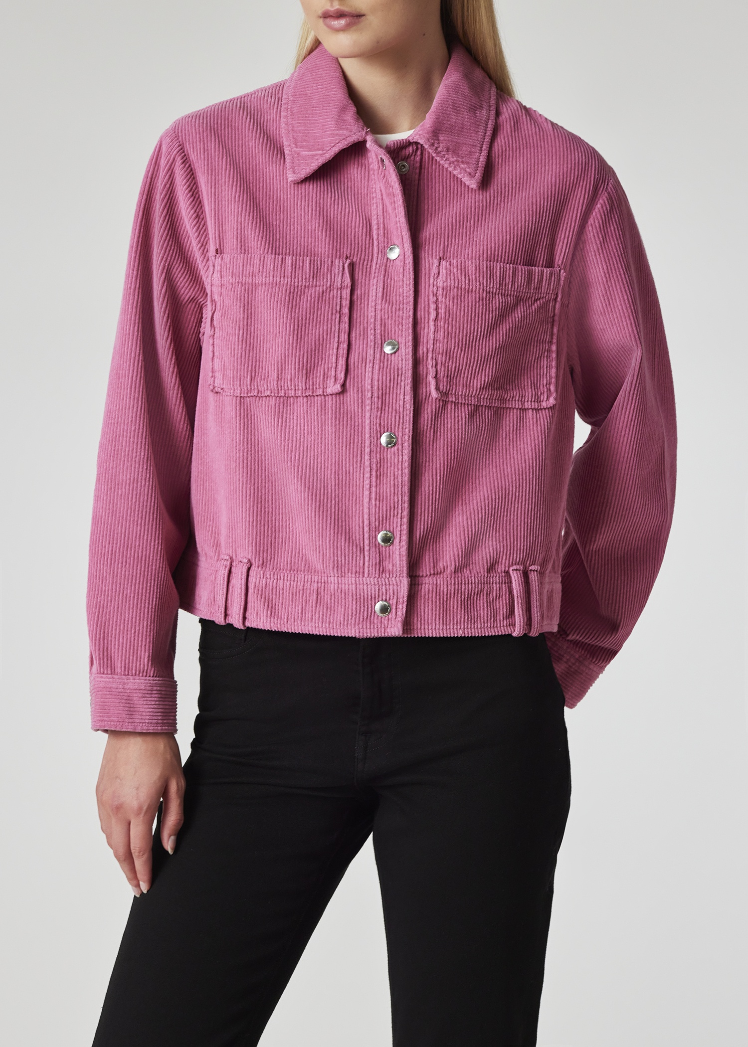 Women's Pink Corduroy Chore Jacket - 5