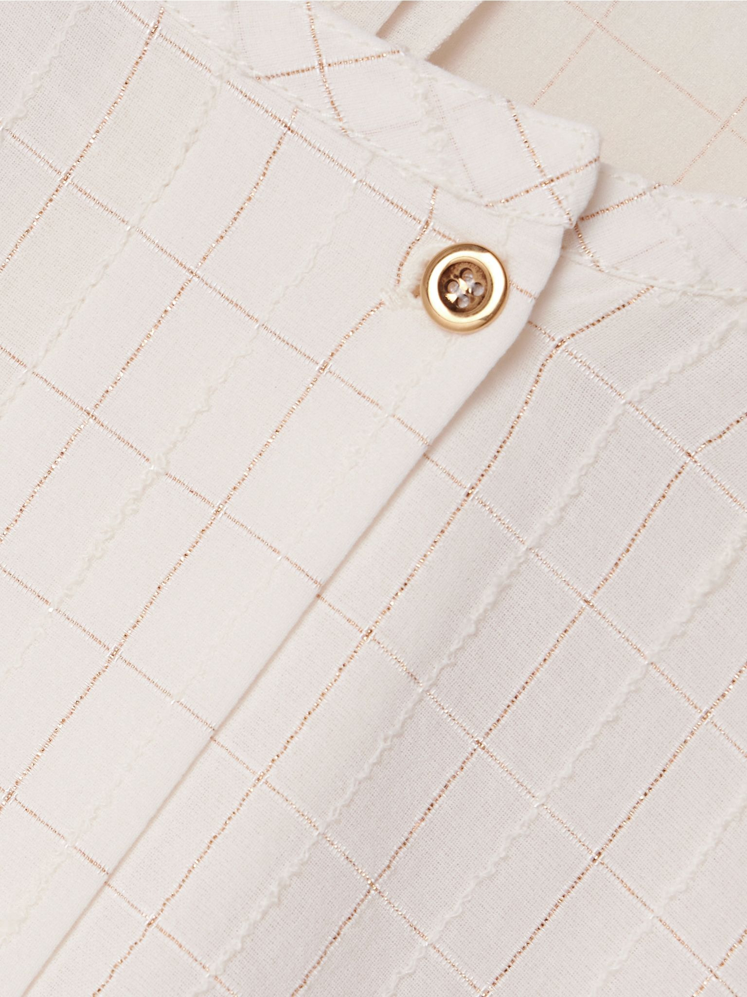 Checked metallic cotton-blend voile blouse White - 5