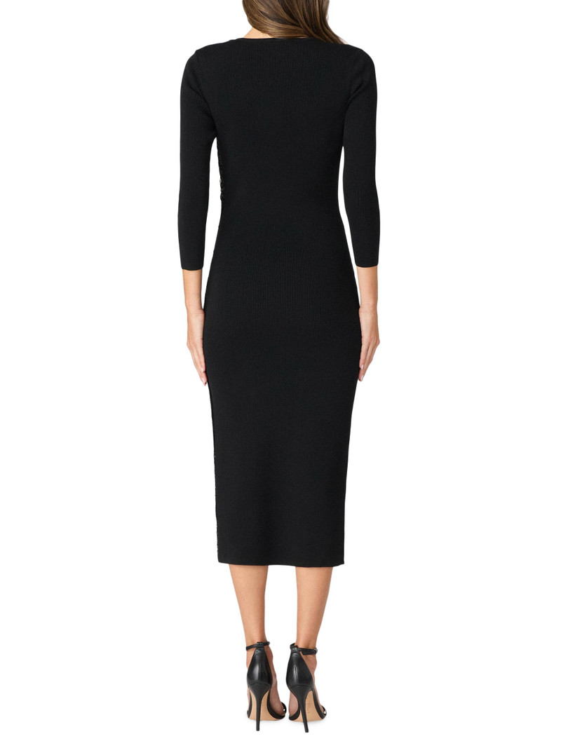 Women's Dela Sequin Ruffle Three-Quarter Sleeve Midi-Dress - Jet 3