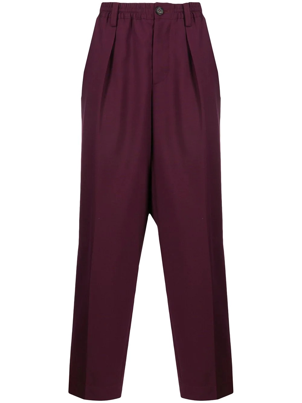 elasticated-waist straight-leg trousers - 1