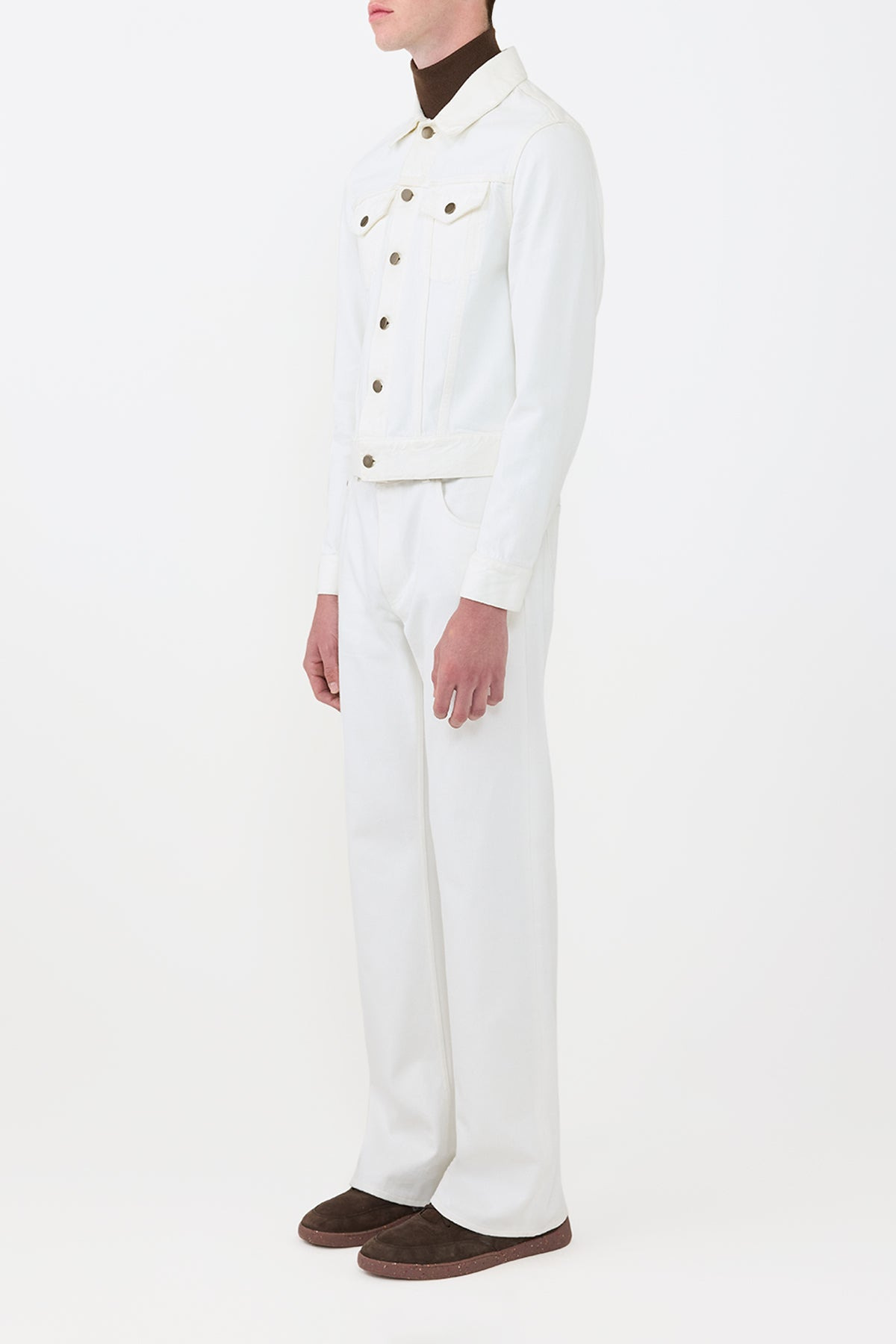 Barry Trucker in White Recycled Cotton Denim - 4